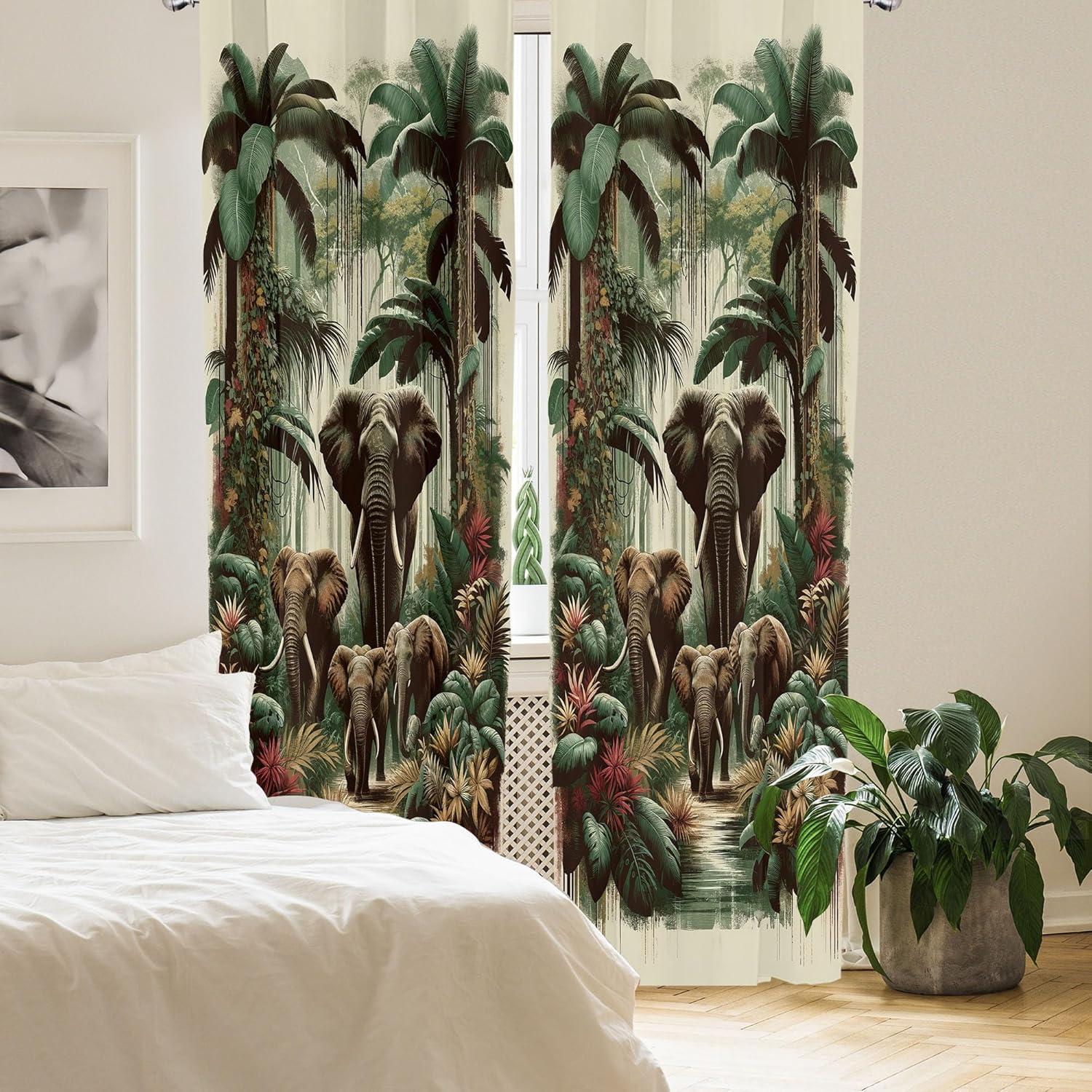 imageAmbesonne Botanical Curtains Watercolor Fall Branches and Geometric Mid Century Modern Autumnal Art Window Treatments 2 Panel Set for Living Room Bedroom Pair of 28quot x 84quot Forest Green Rust TanJade Green Caramel Ruby