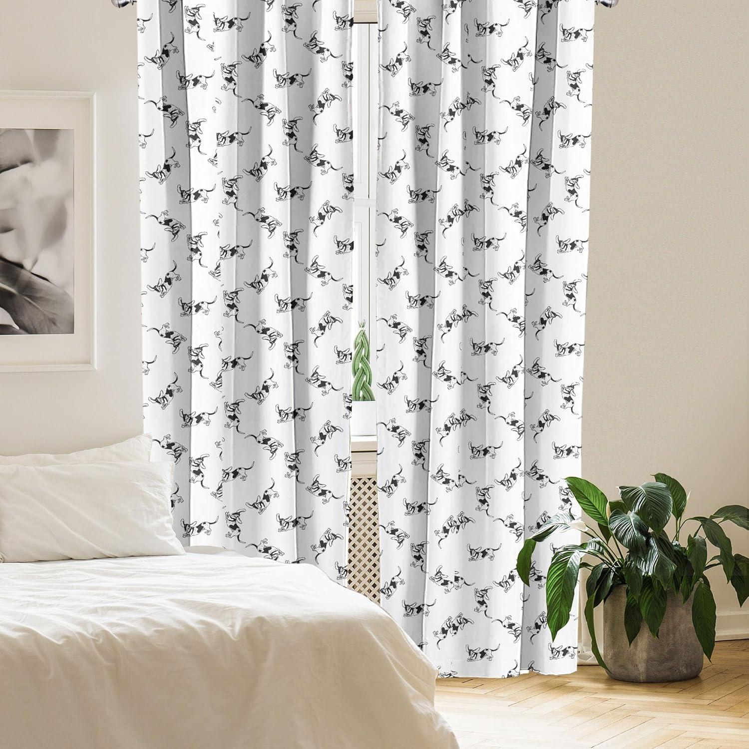 imageAmbesonne Botanical Curtains Watercolor Fall Branches and Geometric Mid Century Modern Autumnal Art Window Treatments 2 Panel Set for Living Room Bedroom Pair of 28quot x 84quot Forest Green Rust TanWhite and Black