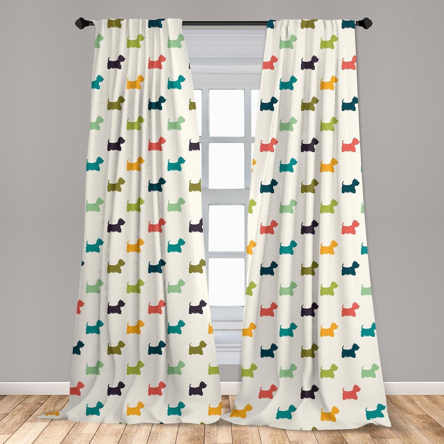 imageAmbesonne Botanical Curtains Watercolor Fall Branches and Geometric Mid Century Modern Autumnal Art Window Treatments 2 Panel Set for Living Room Bedroom Pair of 28quot x 84quot Forest Green Rust TanMulti Color