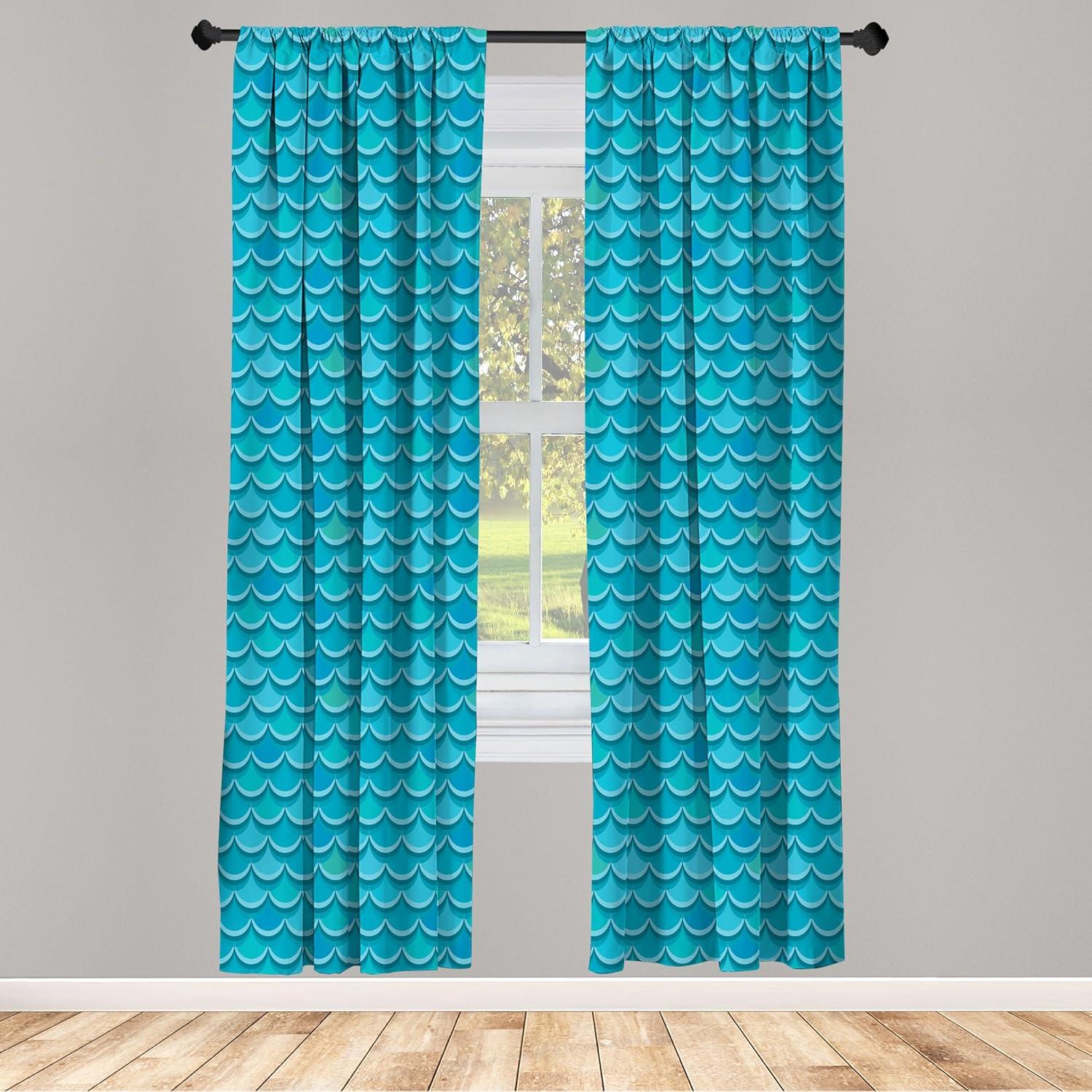 imageAmbesonne Botanical Curtains Watercolor Fall Branches and Geometric Mid Century Modern Autumnal Art Window Treatments 2 Panel Set for Living Room Bedroom Pair of 28quot x 84quot Forest Green Rust TanSeafoam Blue