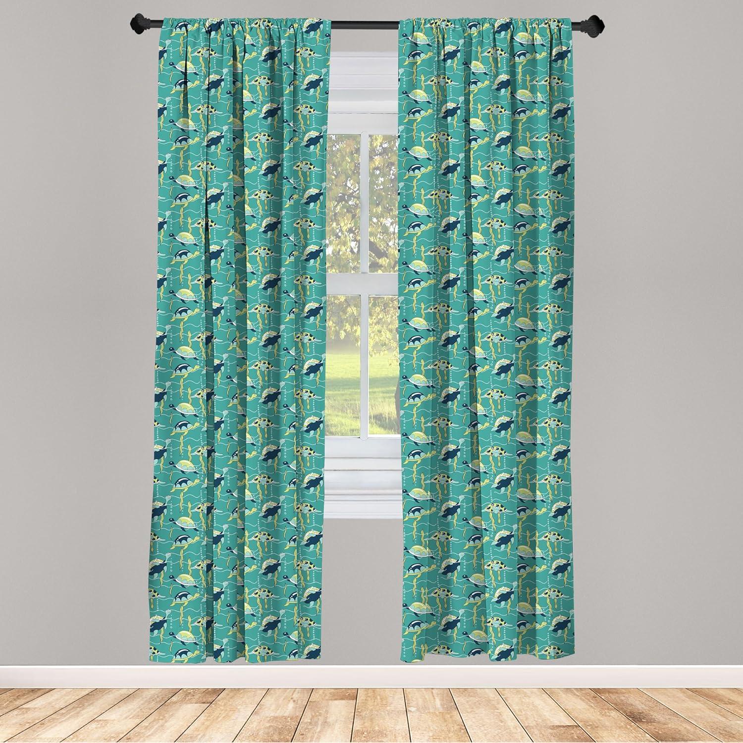 imageAmbesonne Botanical Curtains Watercolor Fall Branches and Geometric Mid Century Modern Autumnal Art Window Treatments 2 Panel Set for Living Room Bedroom Pair of 28quot x 84quot Forest Green Rust TanTurquoise