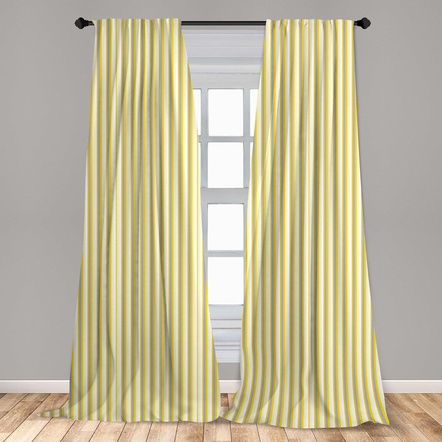 imageAmbesonne Botanical Curtains Watercolor Fall Branches and Geometric Mid Century Modern Autumnal Art Window Treatments 2 Panel Set for Living Room Bedroom Pair of 28quot x 84quot Forest Green Rust TanYellow White