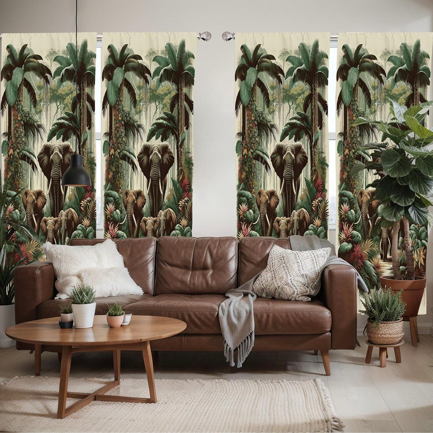 imageAmbesonne Botanical Curtains Watercolor Fall Branches and Geometric Mid Century Modern Autumnal Art Window Treatments 2 Panel Set for Living Room Bedroom Pair of 28quot x 84quot Forest Green Rust TanJade Green Caramel Ruby