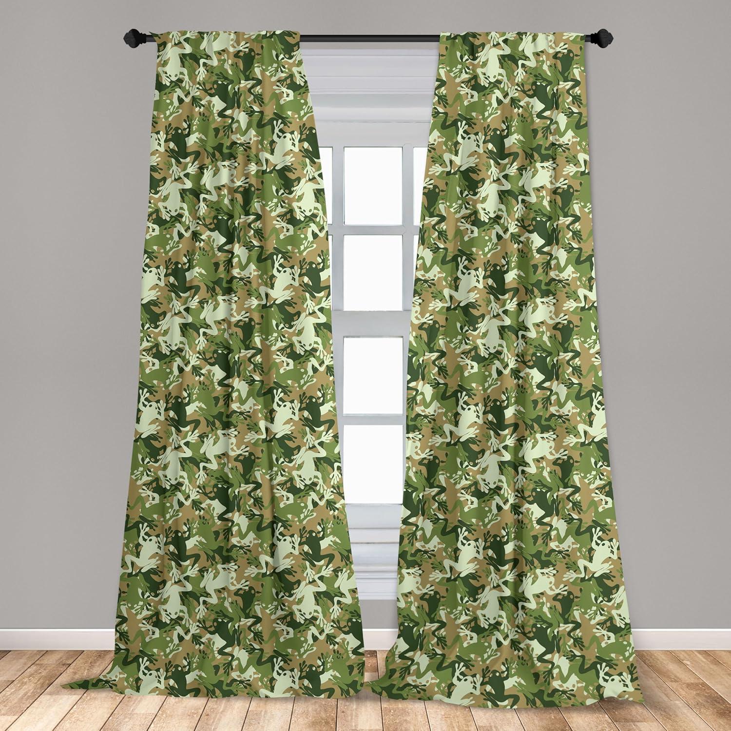 imageAmbesonne Botanical Curtains Watercolor Fall Branches and Geometric Mid Century Modern Autumnal Art Window Treatments 2 Panel Set for Living Room Bedroom Pair of 28quot x 84quot Forest Green Rust TanGreen Pine