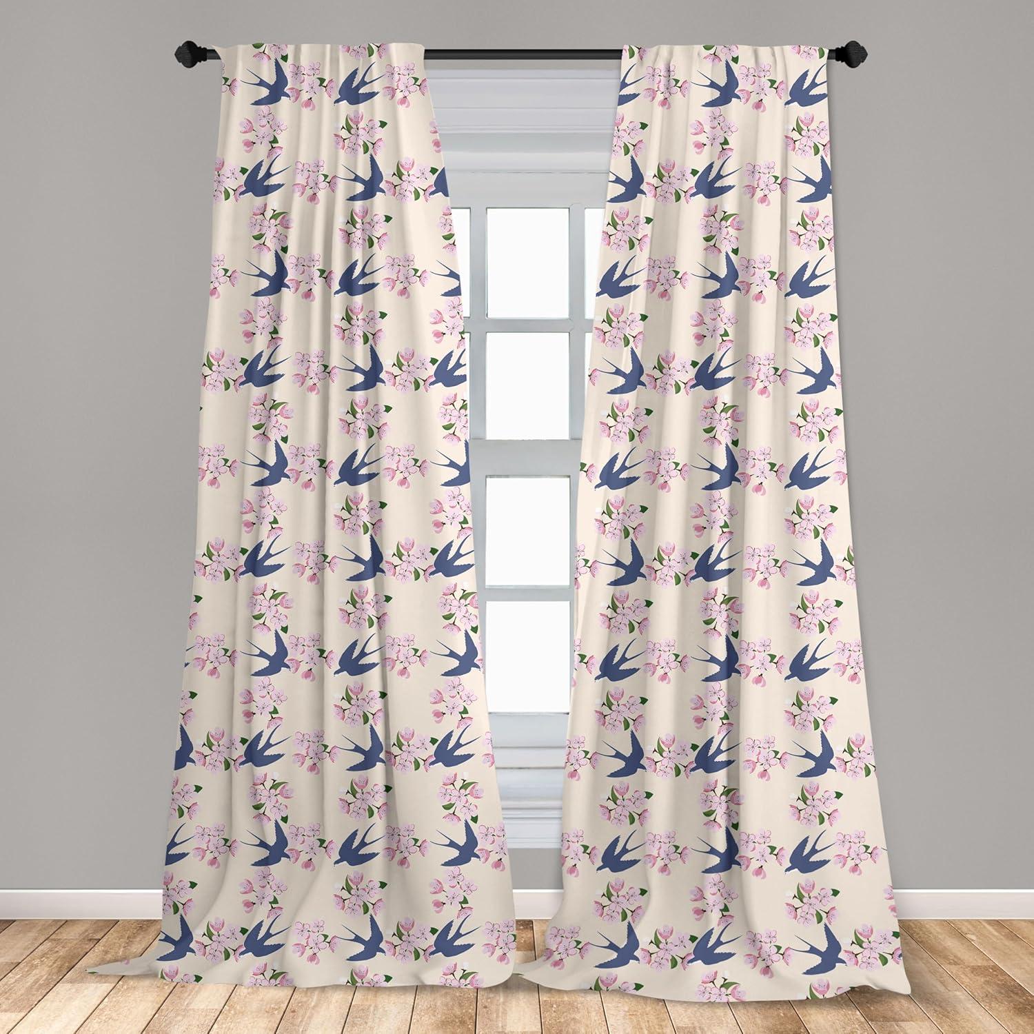 imageAmbesonne Botanical Curtains Watercolor Fall Branches and Geometric Mid Century Modern Autumnal Art Window Treatments 2 Panel Set for Living Room Bedroom Pair of 28quot x 84quot Forest Green Rust TanIndigo Champagne