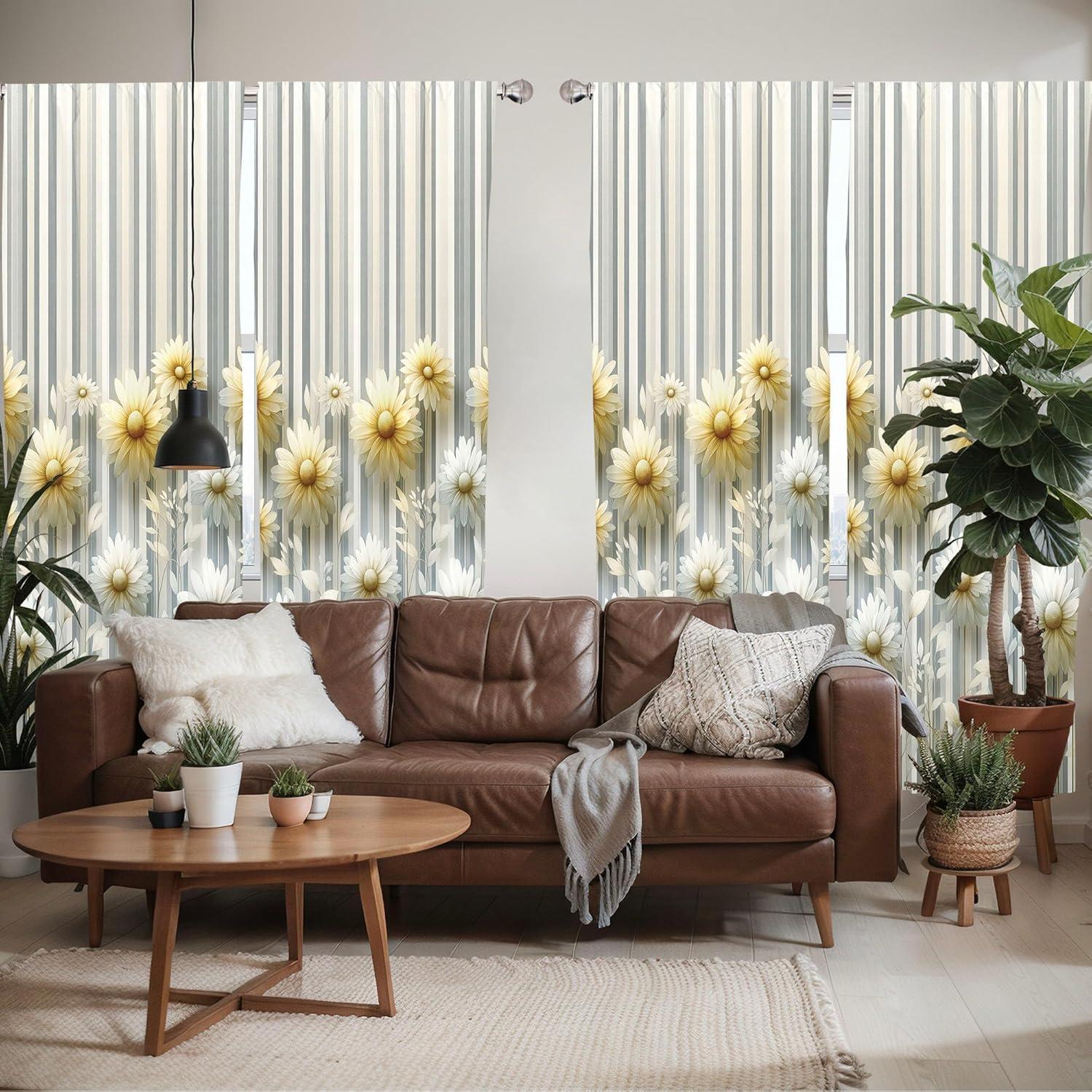 imageAmbesonne Botanical Curtains Watercolor Fall Branches and Geometric Mid Century Modern Autumnal Art Window Treatments 2 Panel Set for Living Room Bedroom Pair of 28quot x 84quot Forest Green Rust TanPale Mustard and Grey Teal