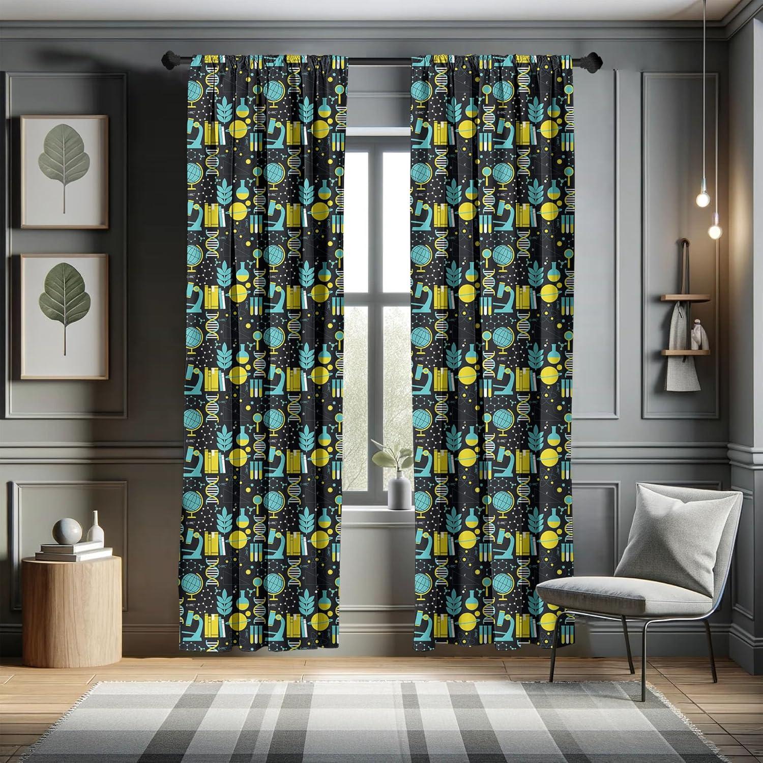 imageAmbesonne Botanical Curtains Watercolor Fall Branches and Geometric Mid Century Modern Autumnal Art Window Treatments 2 Panel Set for Living Room Bedroom Pair of 28quot x 84quot Forest Green Rust TanTurquoise Yellow