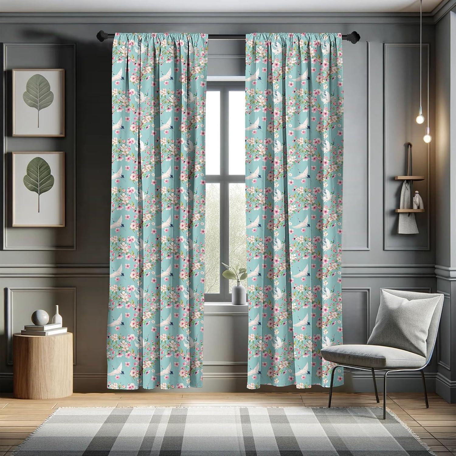 imageAmbesonne Botanical Curtains Watercolor Fall Branches and Geometric Mid Century Modern Autumnal Art Window Treatments 2 Panel Set for Living Room Bedroom Pair of 28quot x 84quot Forest Green Rust TanSeafoam Pink