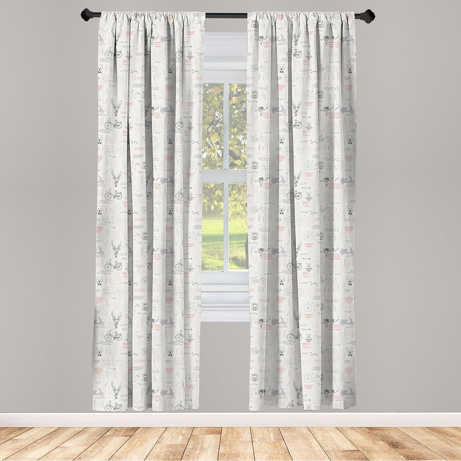 imageAmbesonne Botanical Curtains Watercolor Fall Branches and Geometric Mid Century Modern Autumnal Art Window Treatments 2 Panel Set for Living Room Bedroom Pair of 28quot x 84quot Forest Green Rust TanVermilion Grey