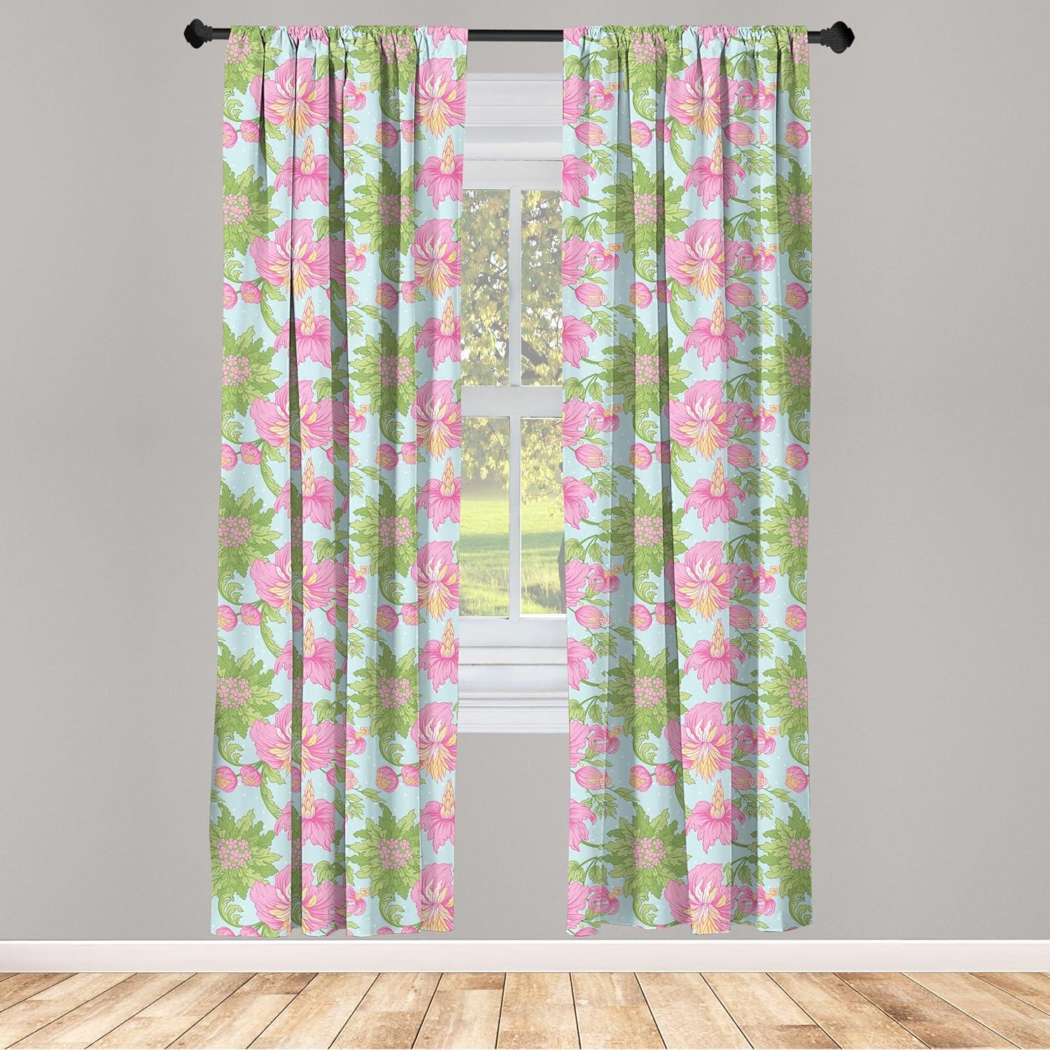 imageAmbesonne Botanical Curtains Watercolor Fall Branches and Geometric Mid Century Modern Autumnal Art Window Treatments 2 Panel Set for Living Room Bedroom Pair of 28quot x 84quot Forest Green Rust TanFern Green