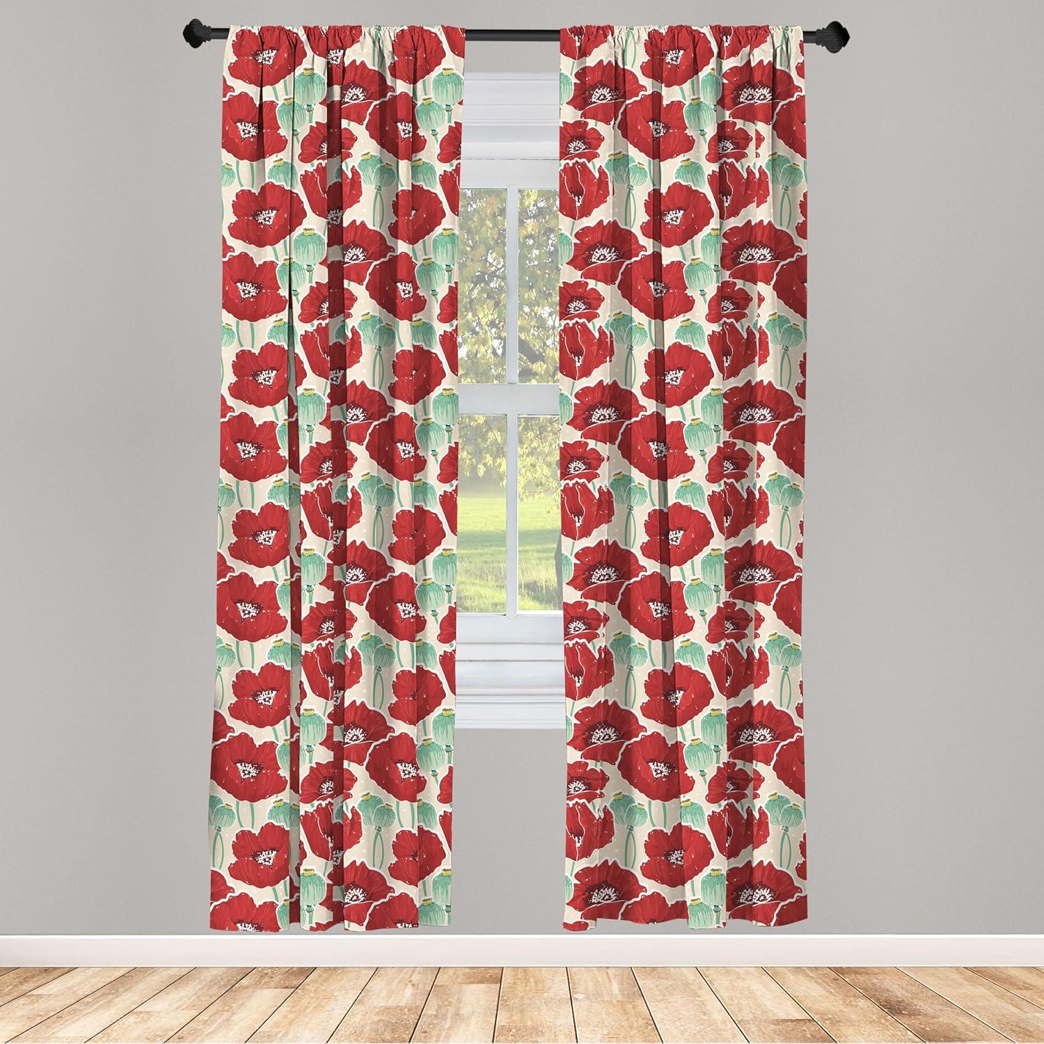 imageAmbesonne Botanical Curtains Watercolor Fall Branches and Geometric Mid Century Modern Autumnal Art Window Treatments 2 Panel Set for Living Room Bedroom Pair of 28quot x 84quot Forest Green Rust TanMint Green