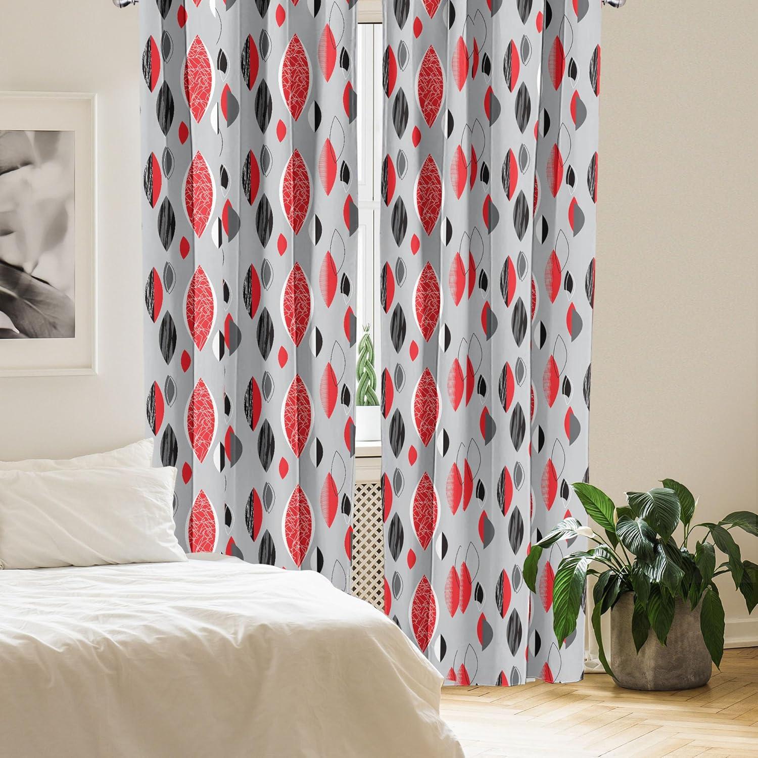 imageAmbesonne Botanical Curtains Watercolor Fall Branches and Geometric Mid Century Modern Autumnal Art Window Treatments 2 Panel Set for Living Room Bedroom Pair of 28quot x 84quot Forest Green Rust TanRed Black