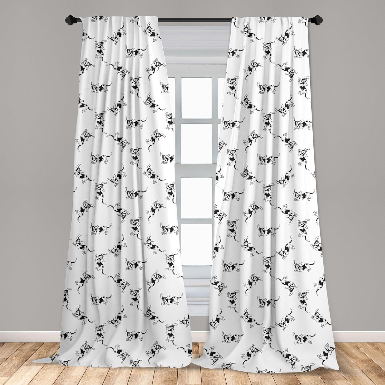 imageAmbesonne Botanical Curtains Watercolor Fall Branches and Geometric Mid Century Modern Autumnal Art Window Treatments 2 Panel Set for Living Room Bedroom Pair of 28quot x 84quot Forest Green Rust TanWhite and Black