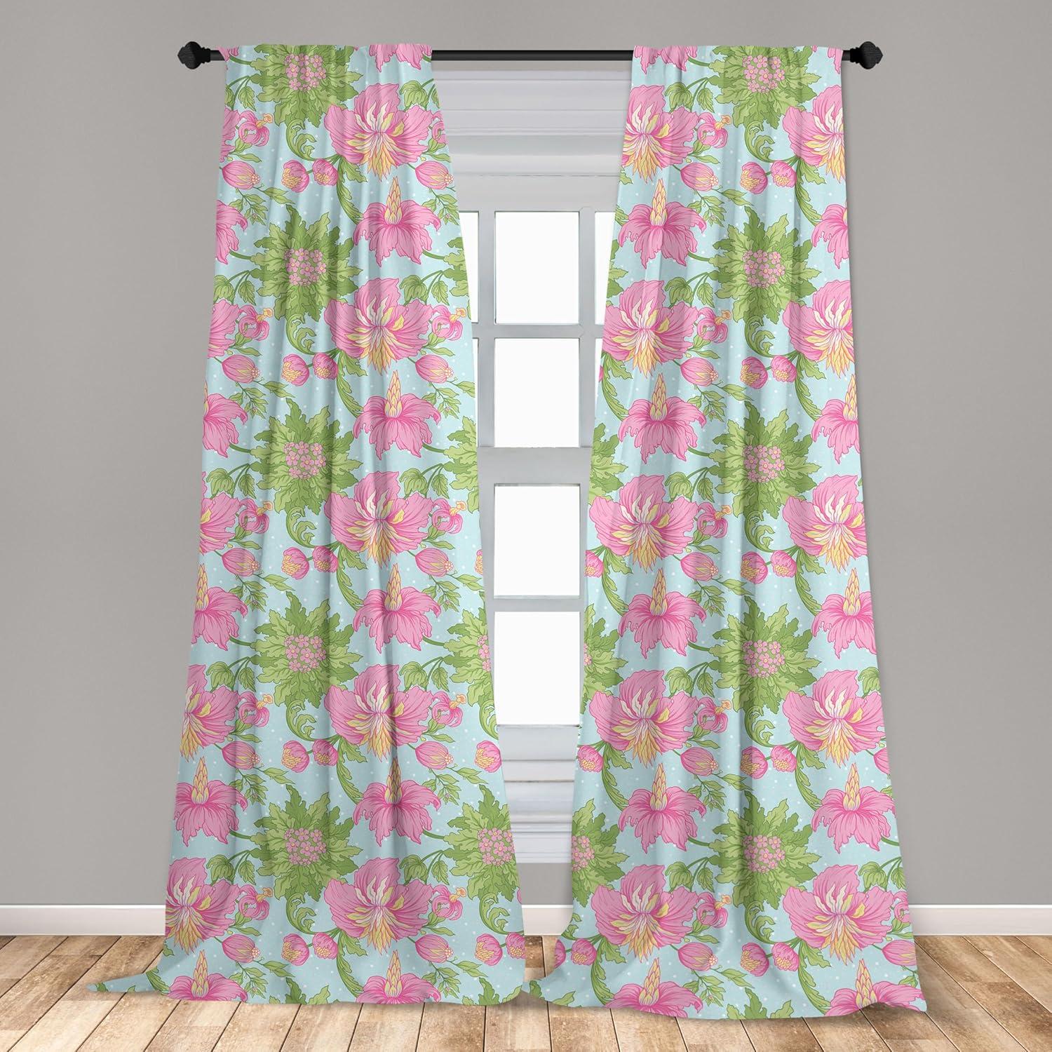 imageAmbesonne Botanical Curtains Watercolor Fall Branches and Geometric Mid Century Modern Autumnal Art Window Treatments 2 Panel Set for Living Room Bedroom Pair of 28quot x 84quot Forest Green Rust TanFern Green