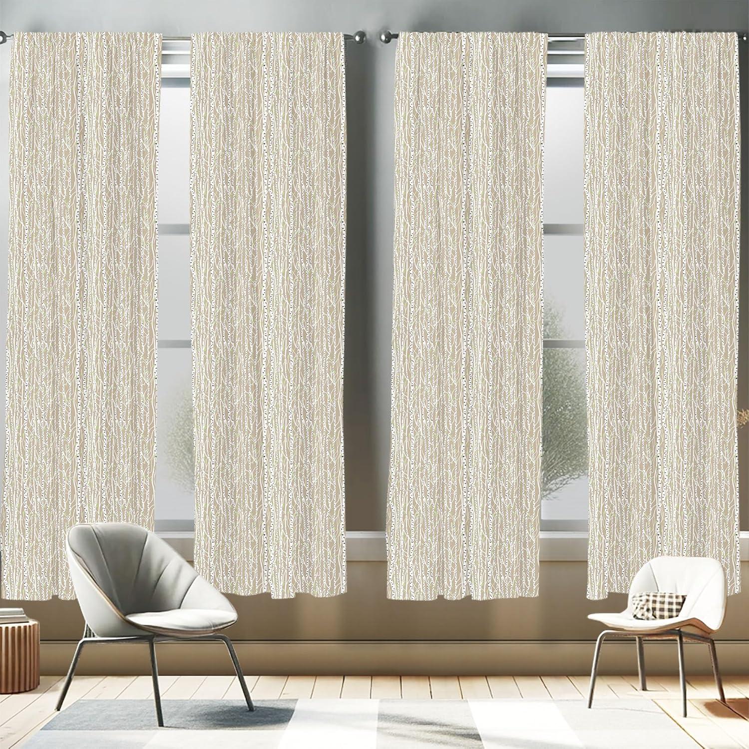 imageAmbesonne Botanical Curtains Watercolor Fall Branches and Geometric Mid Century Modern Autumnal Art Window Treatments 2 Panel Set for Living Room Bedroom Pair of 28quot x 84quot Forest Green Rust TanTan Green