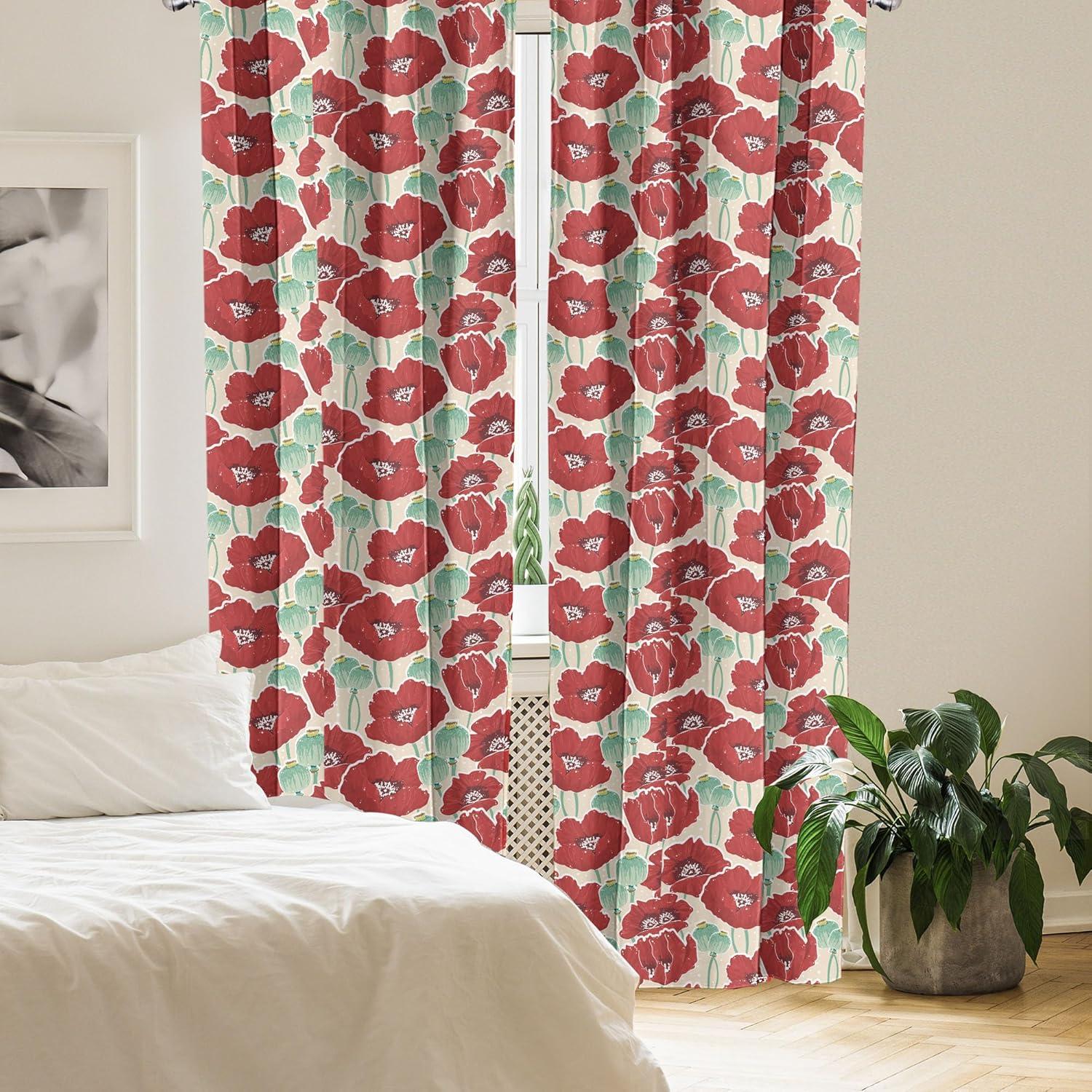 imageAmbesonne Botanical Curtains Watercolor Fall Branches and Geometric Mid Century Modern Autumnal Art Window Treatments 2 Panel Set for Living Room Bedroom Pair of 28quot x 84quot Forest Green Rust TanMint Green