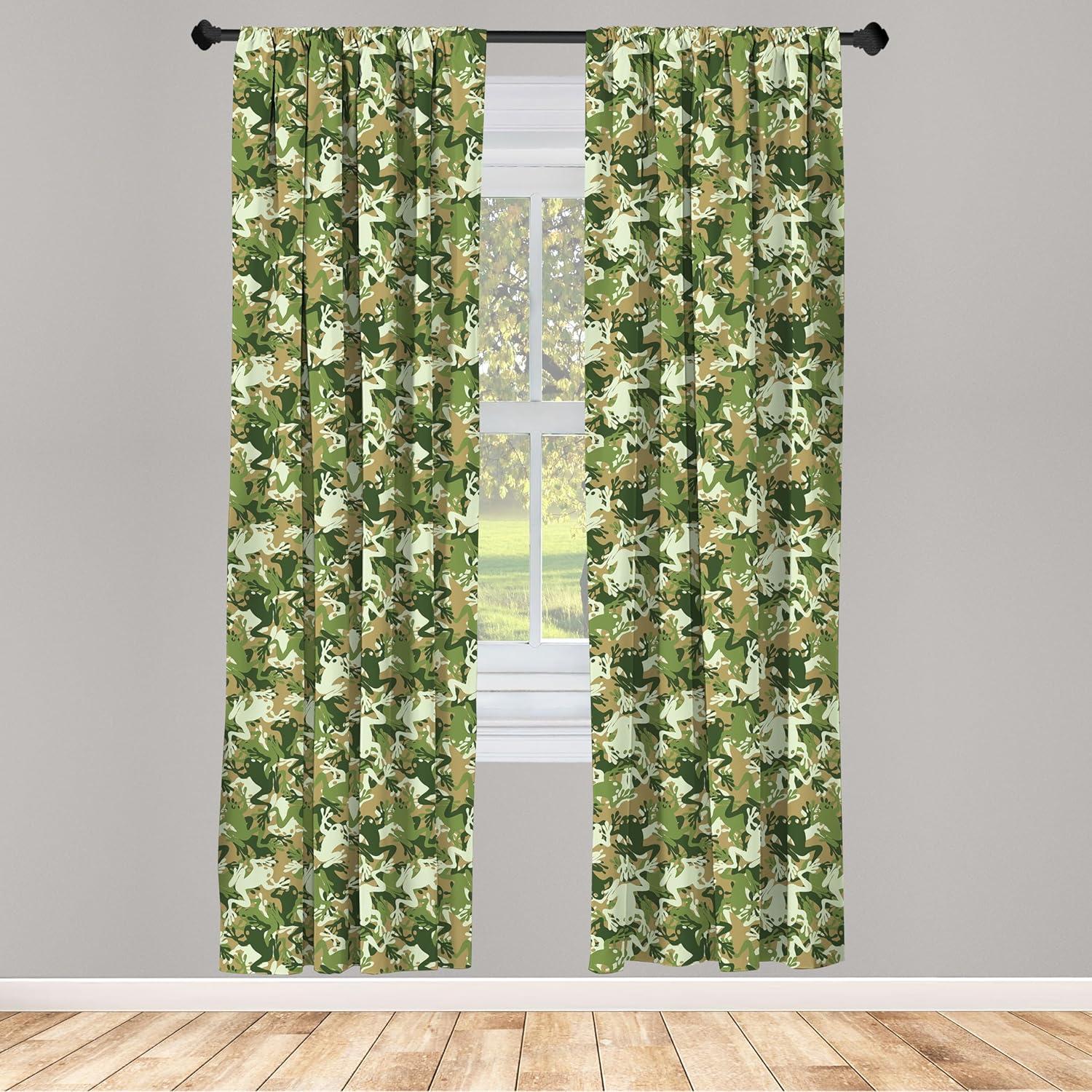 imageAmbesonne Botanical Curtains Watercolor Fall Branches and Geometric Mid Century Modern Autumnal Art Window Treatments 2 Panel Set for Living Room Bedroom Pair of 28quot x 84quot Forest Green Rust TanGreen Pine