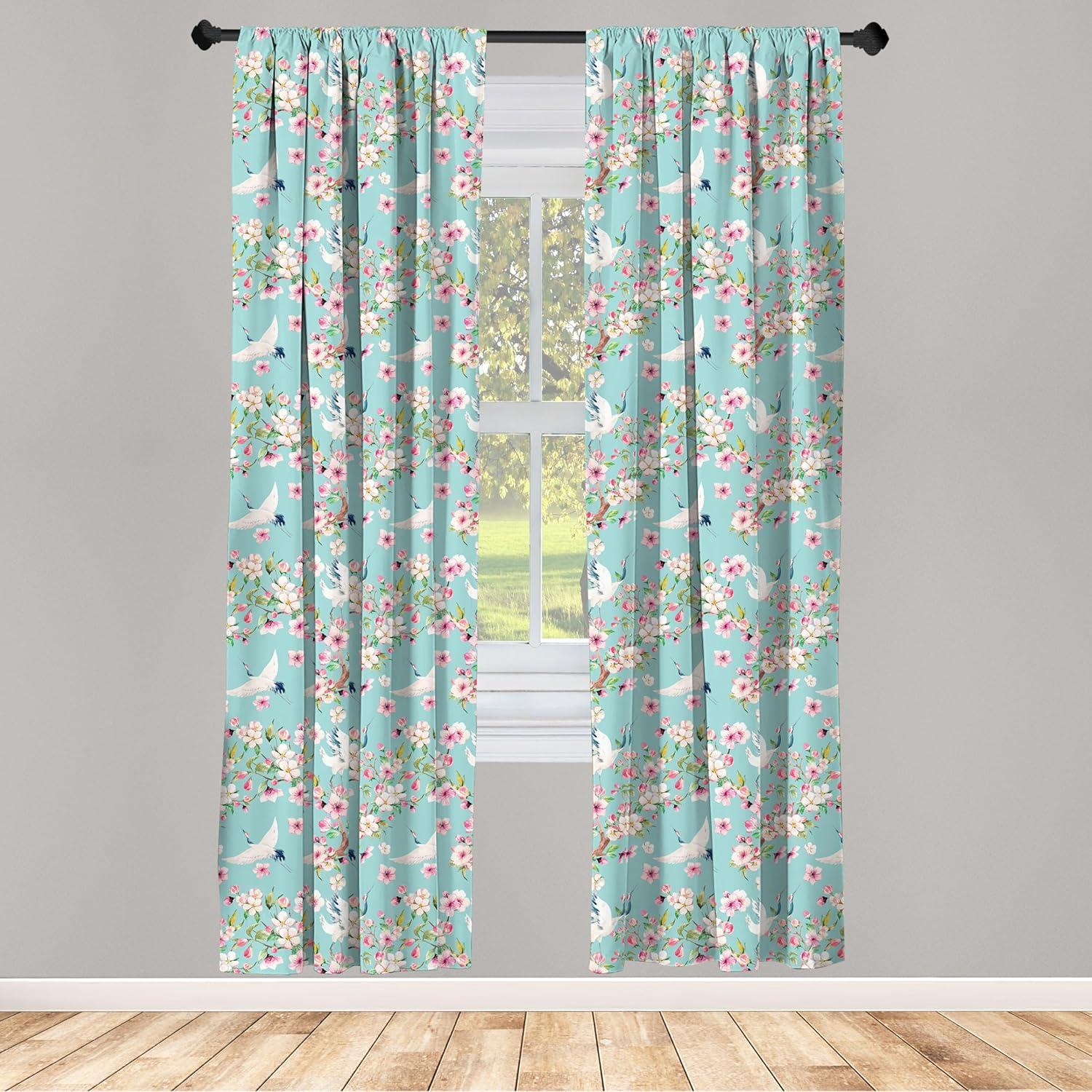 imageAmbesonne Botanical Curtains Watercolor Fall Branches and Geometric Mid Century Modern Autumnal Art Window Treatments 2 Panel Set for Living Room Bedroom Pair of 28quot x 84quot Forest Green Rust TanSeafoam Pink