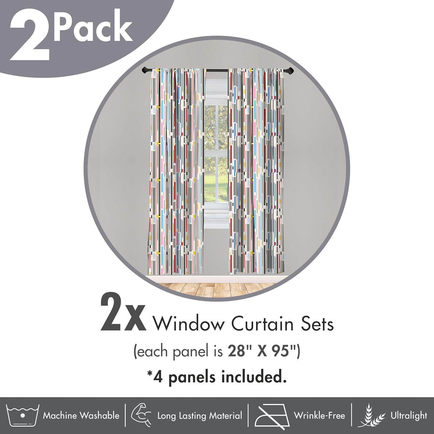 imageAmbesonne Botanical Curtains Watercolor Fall Branches and Geometric Mid Century Modern Autumnal Art Window Treatments 2 Panel Set for Living Room Bedroom Pair of 28quot x 84quot Forest Green Rust TanRed and Black