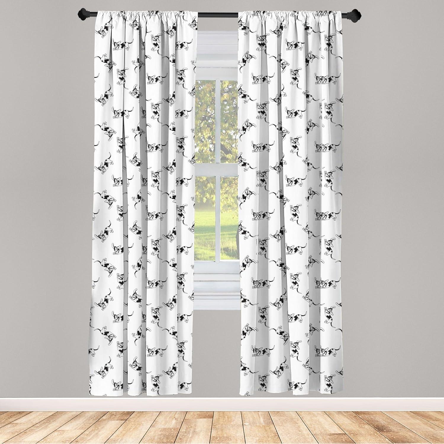 imageAmbesonne Botanical Curtains Watercolor Fall Branches and Geometric Mid Century Modern Autumnal Art Window Treatments 2 Panel Set for Living Room Bedroom Pair of 28quot x 84quot Forest Green Rust TanWhite and Black