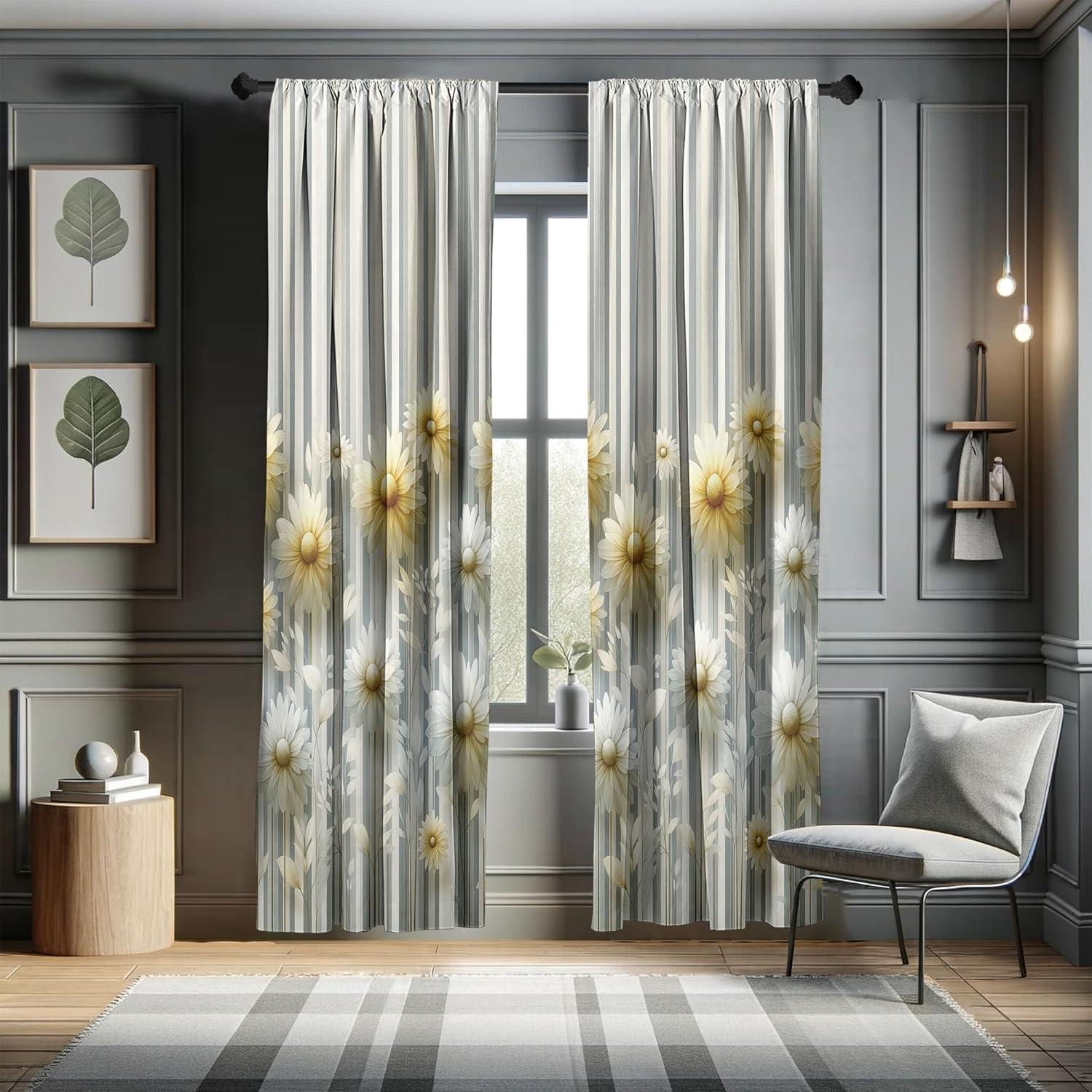 imageAmbesonne Botanical Curtains Watercolor Fall Branches and Geometric Mid Century Modern Autumnal Art Window Treatments 2 Panel Set for Living Room Bedroom Pair of 28quot x 84quot Forest Green Rust TanPale Mustard and Grey Teal