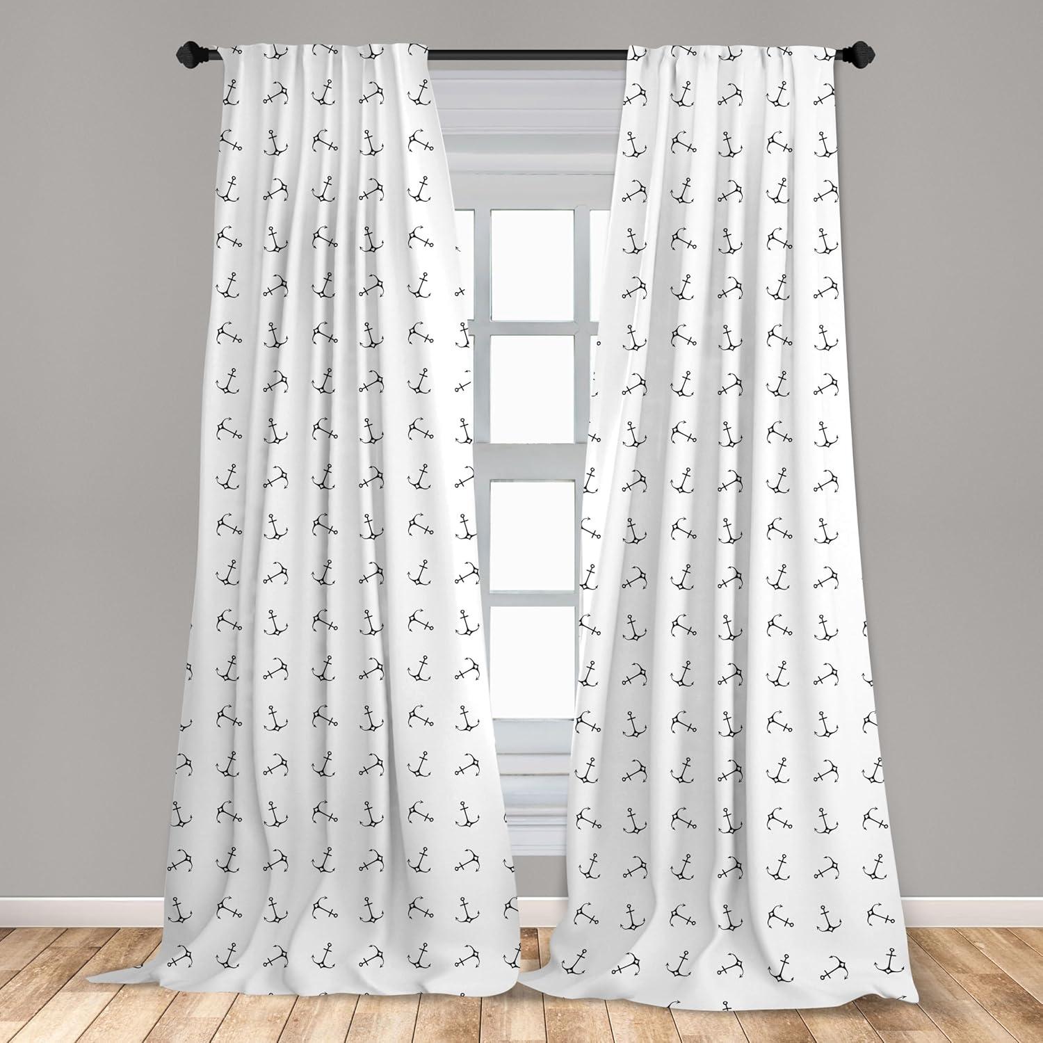imageAmbesonne Botanical Curtains Watercolor Fall Branches and Geometric Mid Century Modern Autumnal Art Window Treatments 2 Panel Set for Living Room Bedroom Pair of 28quot x 84quot Forest Green Rust TanBlack White