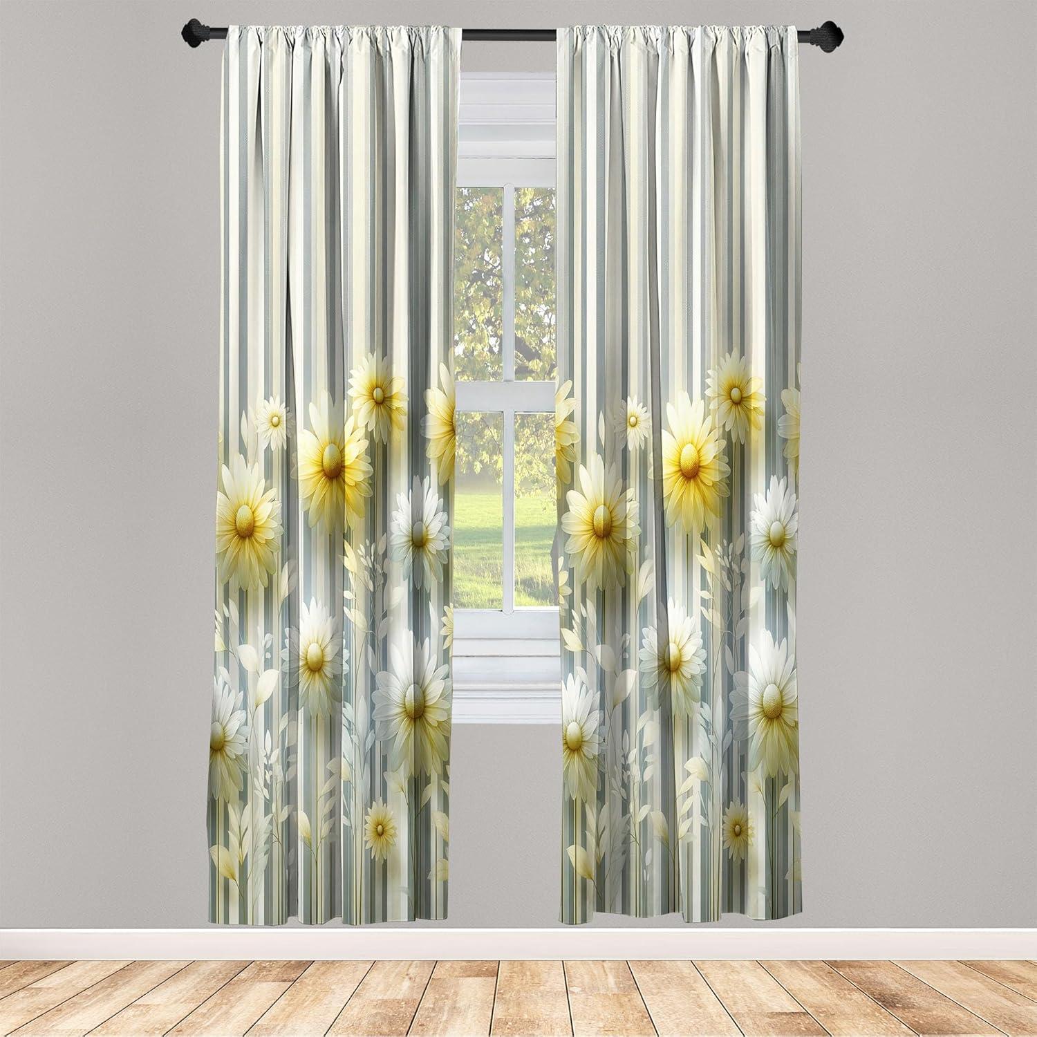 imageAmbesonne Botanical Curtains Watercolor Fall Branches and Geometric Mid Century Modern Autumnal Art Window Treatments 2 Panel Set for Living Room Bedroom Pair of 28quot x 84quot Forest Green Rust TanPale Mustard and Grey Teal