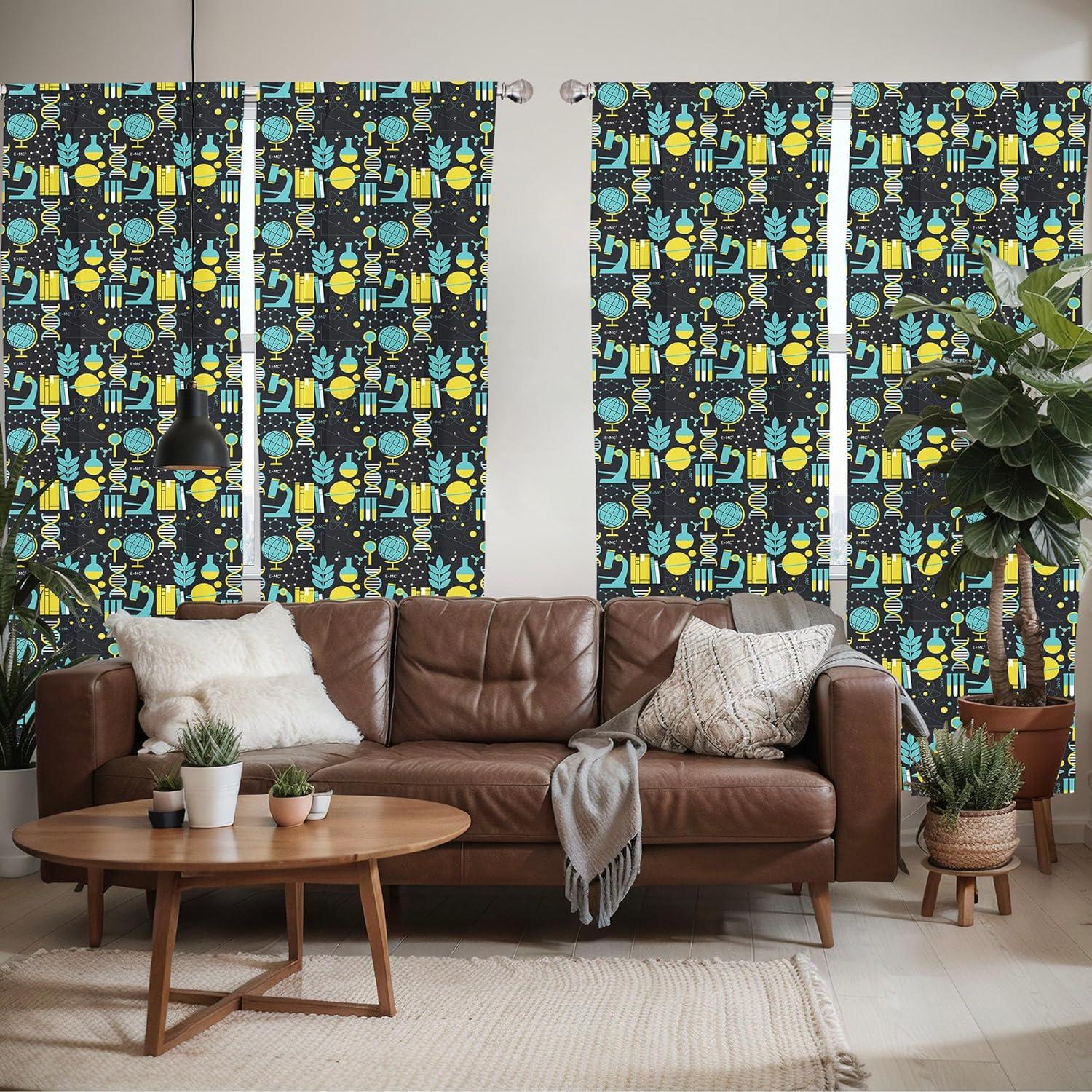 imageAmbesonne Botanical Curtains Watercolor Fall Branches and Geometric Mid Century Modern Autumnal Art Window Treatments 2 Panel Set for Living Room Bedroom Pair of 28quot x 84quot Forest Green Rust TanTurquoise Yellow