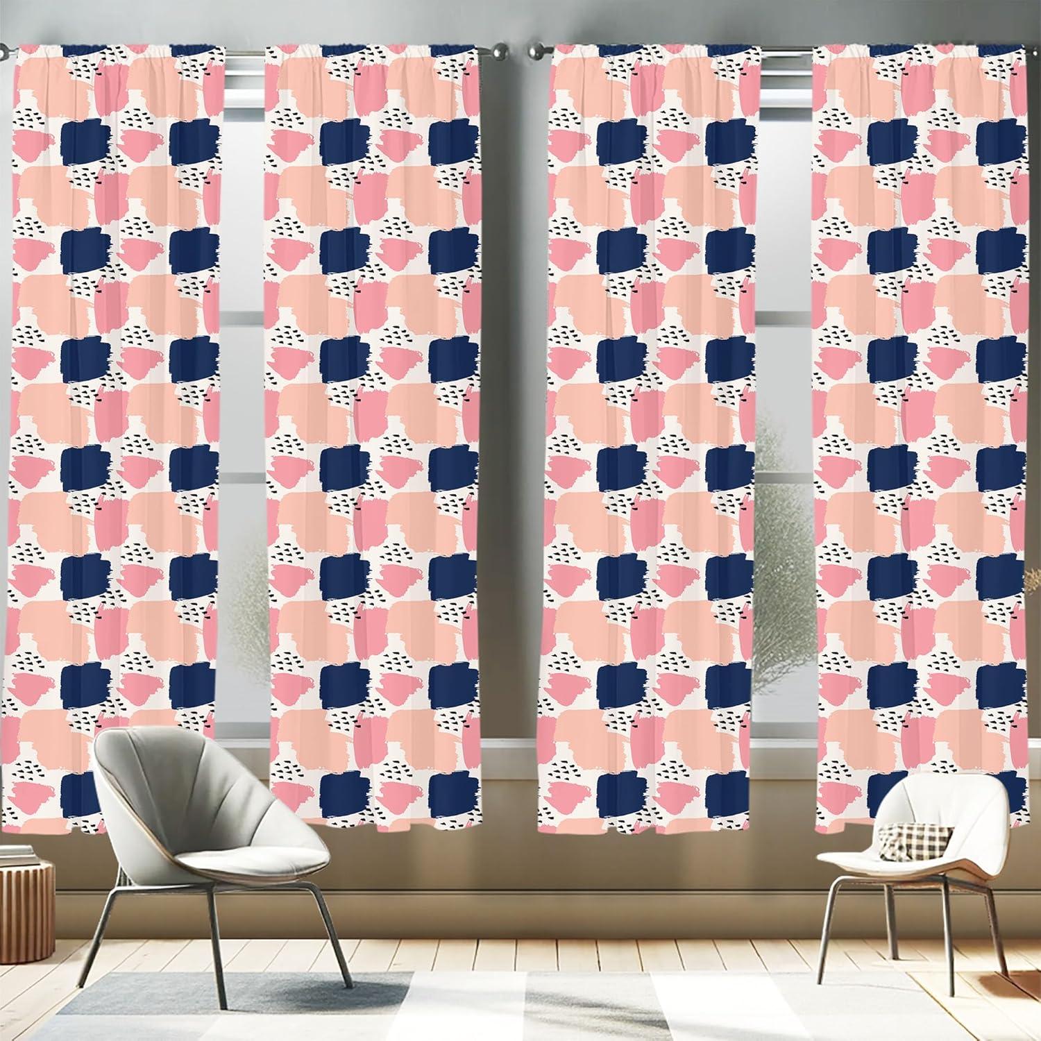 imageAmbesonne Botanical Curtains Watercolor Fall Branches and Geometric Mid Century Modern Autumnal Art Window Treatments 2 Panel Set for Living Room Bedroom Pair of 28quot x 84quot Forest Green Rust TanBlue and Pink