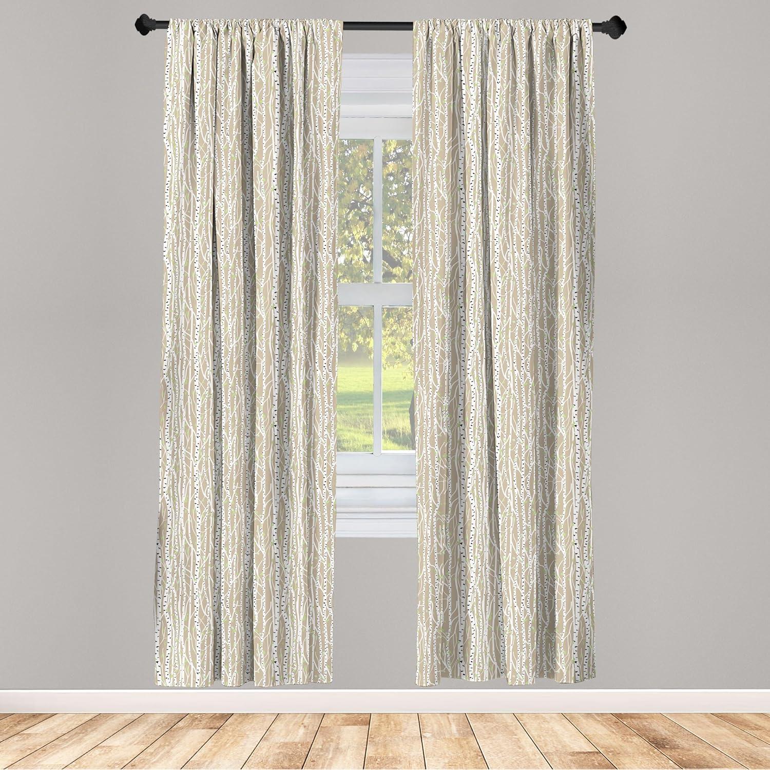 imageAmbesonne Botanical Curtains Watercolor Fall Branches and Geometric Mid Century Modern Autumnal Art Window Treatments 2 Panel Set for Living Room Bedroom Pair of 28quot x 84quot Forest Green Rust TanTan Green