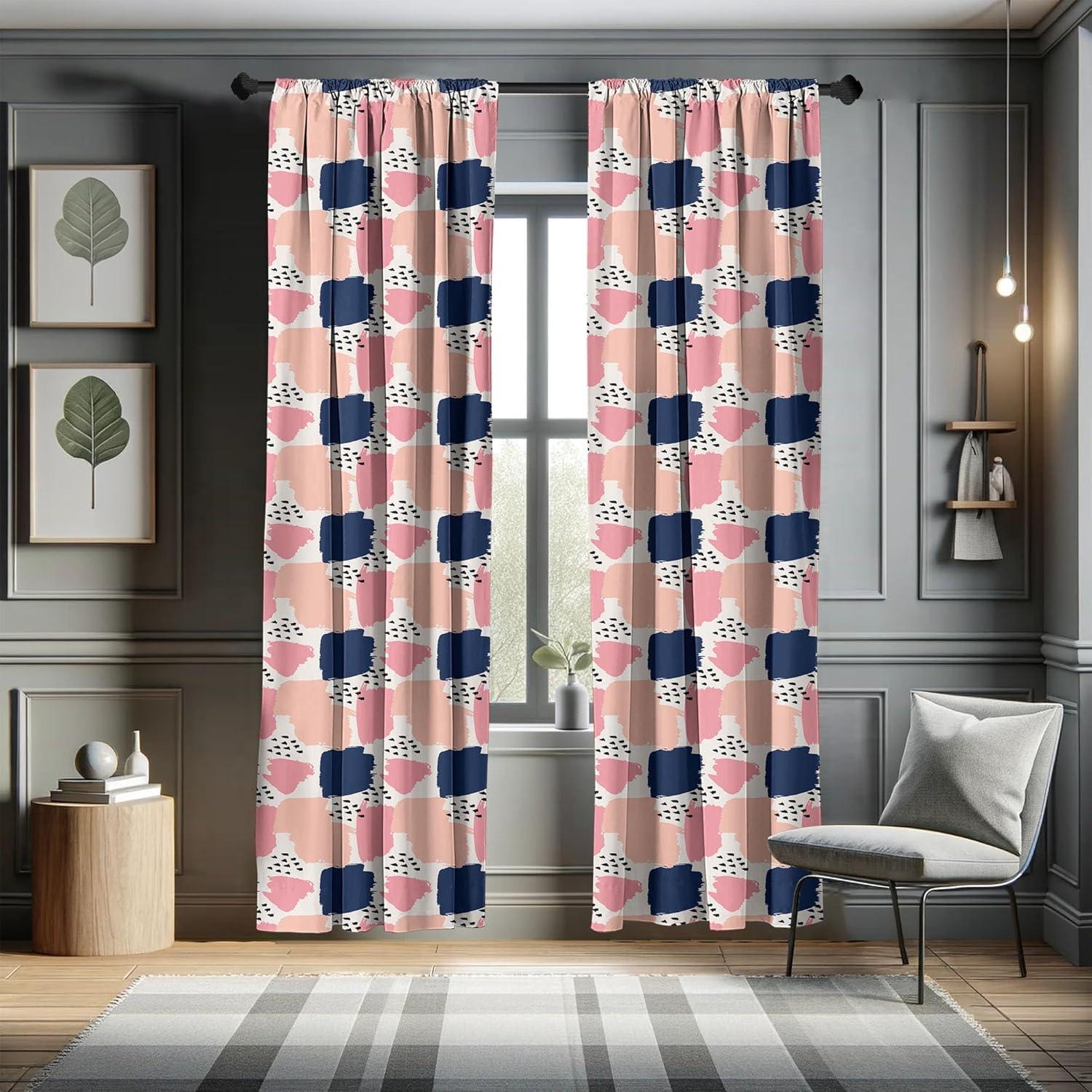 imageAmbesonne Botanical Curtains Watercolor Fall Branches and Geometric Mid Century Modern Autumnal Art Window Treatments 2 Panel Set for Living Room Bedroom Pair of 28quot x 84quot Forest Green Rust TanBlue and Pink