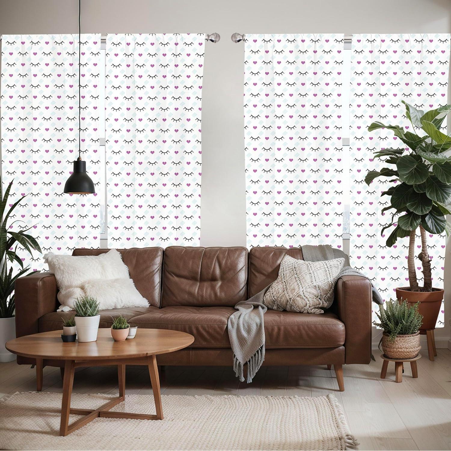 imageAmbesonne Botanical Curtains Watercolor Fall Branches and Geometric Mid Century Modern Autumnal Art Window Treatments 2 Panel Set for Living Room Bedroom Pair of 28quot x 84quot Forest Green Rust TanBlue Fuchsia