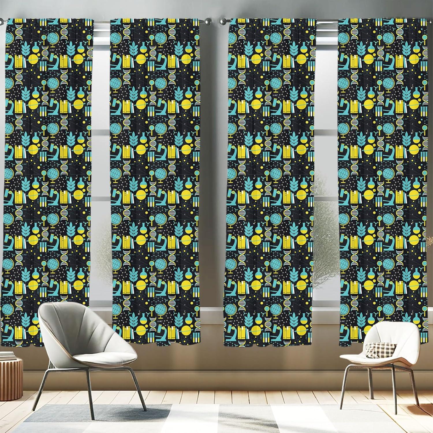 imageAmbesonne Botanical Curtains Watercolor Fall Branches and Geometric Mid Century Modern Autumnal Art Window Treatments 2 Panel Set for Living Room Bedroom Pair of 28quot x 84quot Forest Green Rust TanTurquoise Yellow