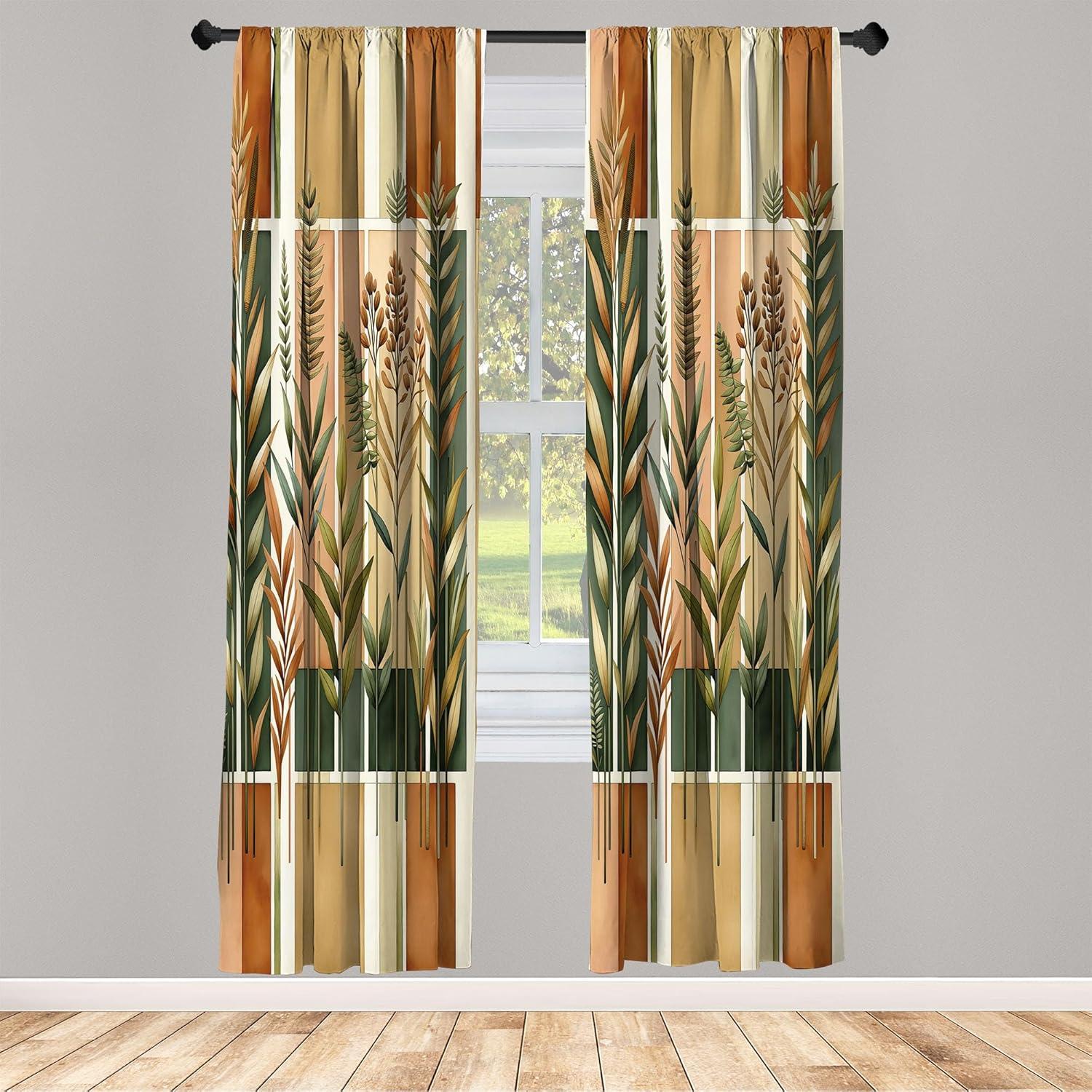 imageAmbesonne Botanical Curtains Watercolor Fall Branches and Geometric Mid Century Modern Autumnal Art Window Treatments 2 Panel Set for Living Room Bedroom Pair of 28quot x 84quot Forest Green Rust TanForest Green Rust Tan