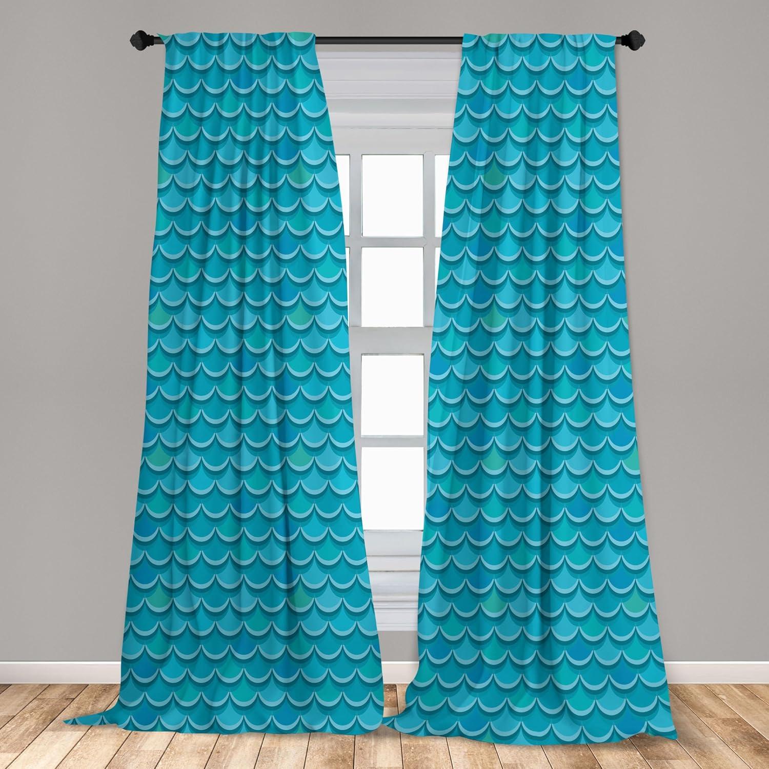 imageAmbesonne Botanical Curtains Watercolor Fall Branches and Geometric Mid Century Modern Autumnal Art Window Treatments 2 Panel Set for Living Room Bedroom Pair of 28quot x 84quot Forest Green Rust TanSeafoam Blue
