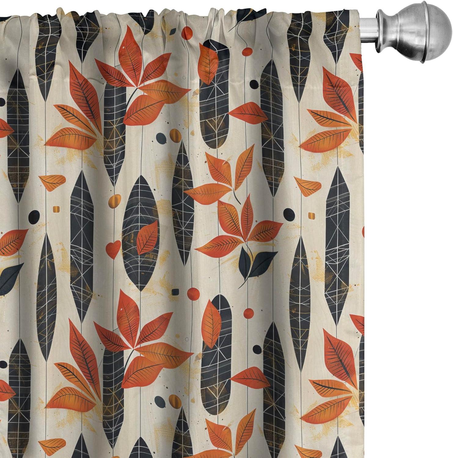 imageAmbesonne Botanical Curtains Watercolor Fall Branches and Geometric Mid Century Modern Autumnal Art Window Treatments 2 Panel Set for Living Room Bedroom Pair of 28quot x 84quot Forest Green Rust TanIvory Ginger Dark Grey