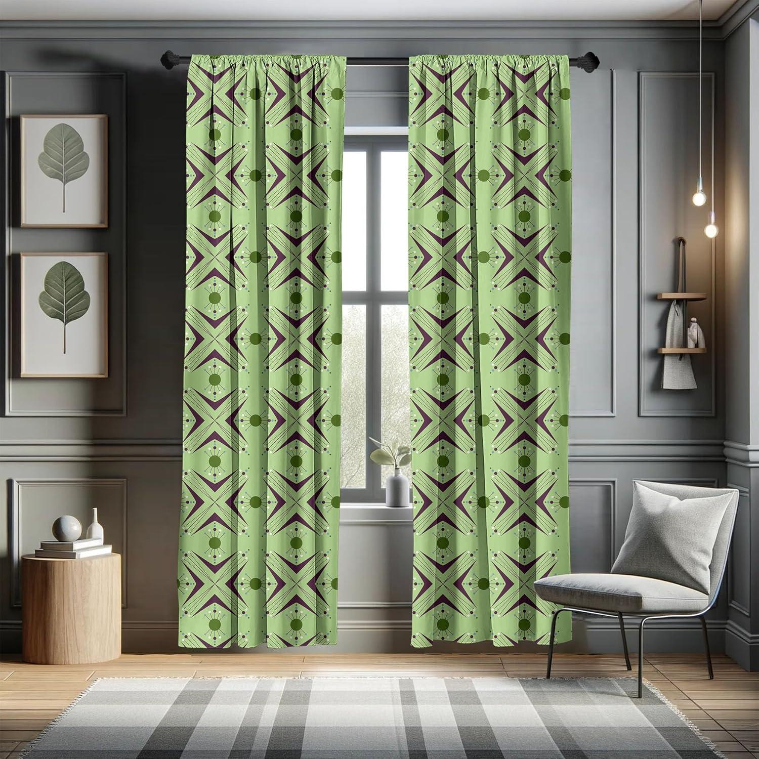 imageAmbesonne Cats Curtains Modern Scandi Pattern of Kitten Love with Romantic Hearts Cartoon Design Window Treatments 2 Panel Set for Living Room Bedroom Pair of 28quot x 63quot Ginger Olive Green WhiteGreen Plum