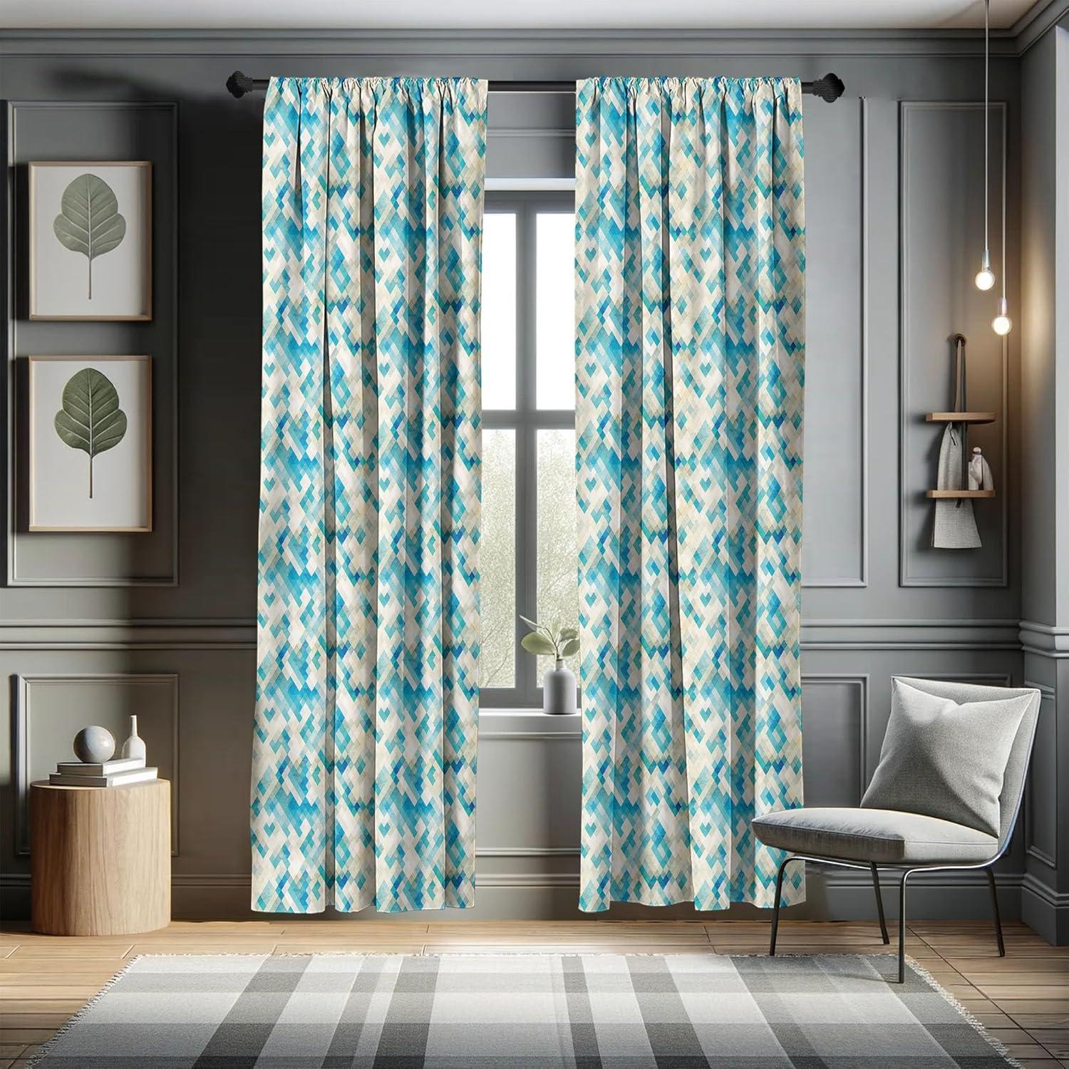 imageAmbesonne Cats Curtains Modern Scandi Pattern of Kitten Love with Romantic Hearts Cartoon Design Window Treatments 2 Panel Set for Living Room Bedroom Pair of 28quot x 63quot Ginger Olive Green WhiteTurquoise White