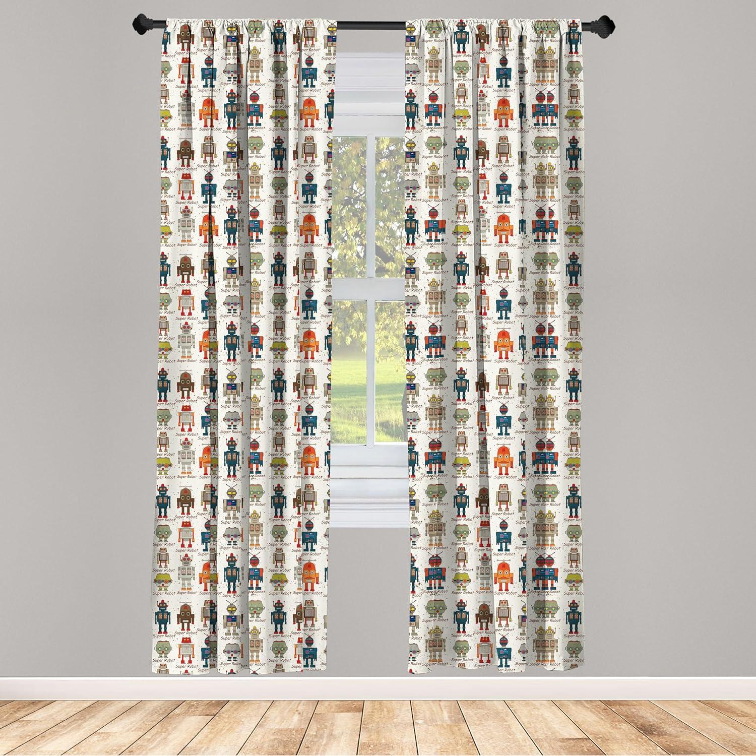 imageAmbesonne Cats Curtains Modern Scandi Pattern of Kitten Love with Romantic Hearts Cartoon Design Window Treatments 2 Panel Set for Living Room Bedroom Pair of 28quot x 63quot Ginger Olive Green WhiteDim Cream