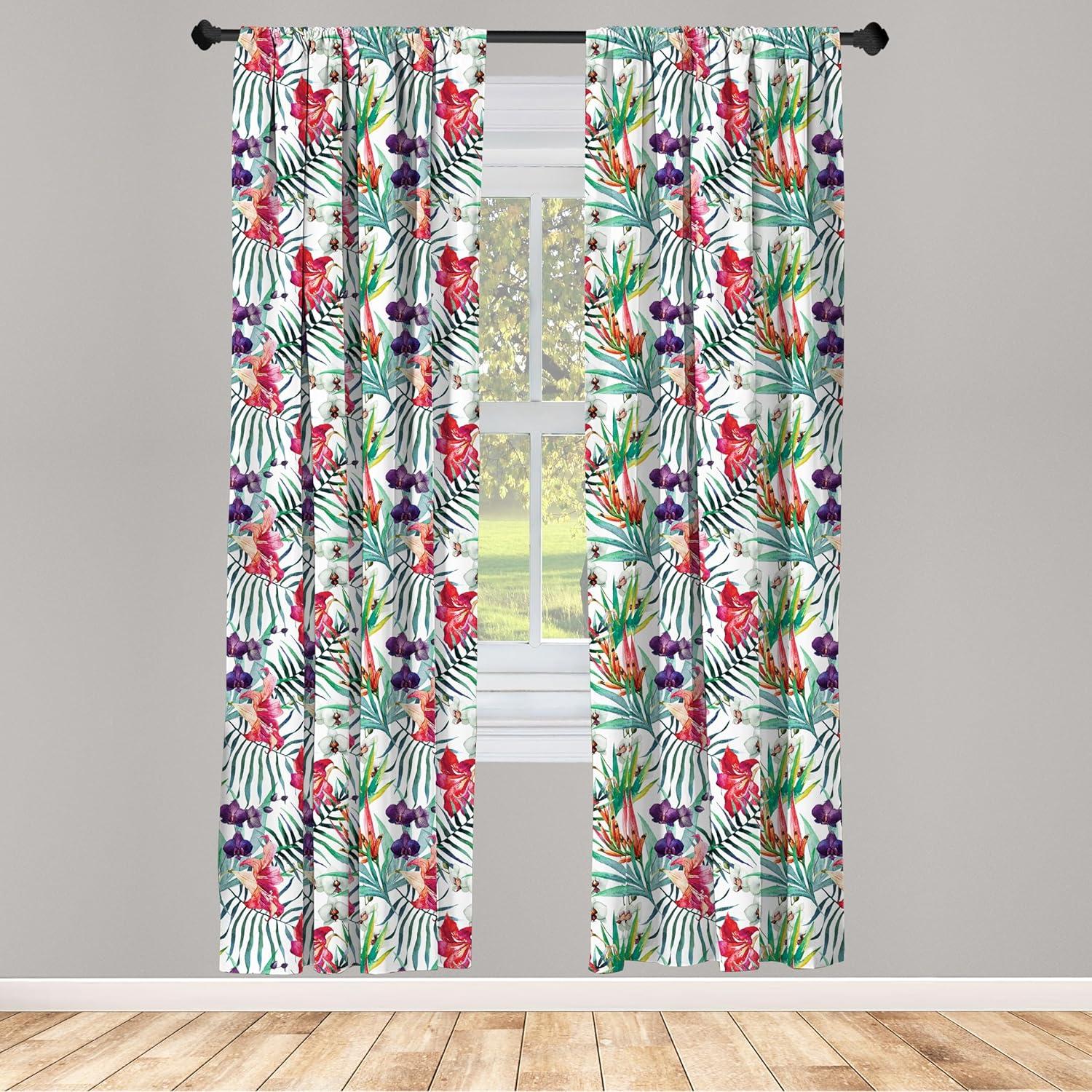 imageAmbesonne Cats Curtains Modern Scandi Pattern of Kitten Love with Romantic Hearts Cartoon Design Window Treatments 2 Panel Set for Living Room Bedroom Pair of 28quot x 63quot Ginger Olive Green WhiteRed Green