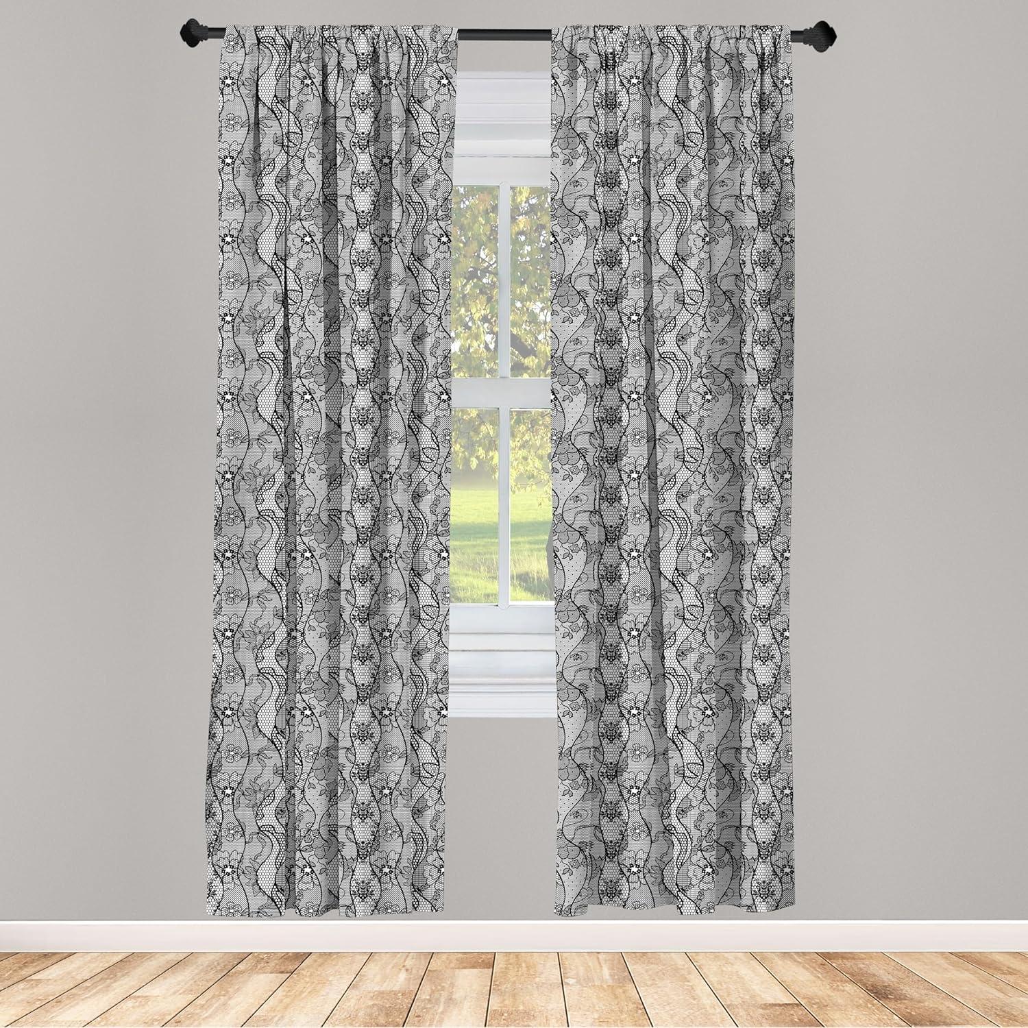 imageAmbesonne Cats Curtains Modern Scandi Pattern of Kitten Love with Romantic Hearts Cartoon Design Window Treatments 2 Panel Set for Living Room Bedroom Pair of 28quot x 63quot Ginger Olive Green WhiteGrey Black
