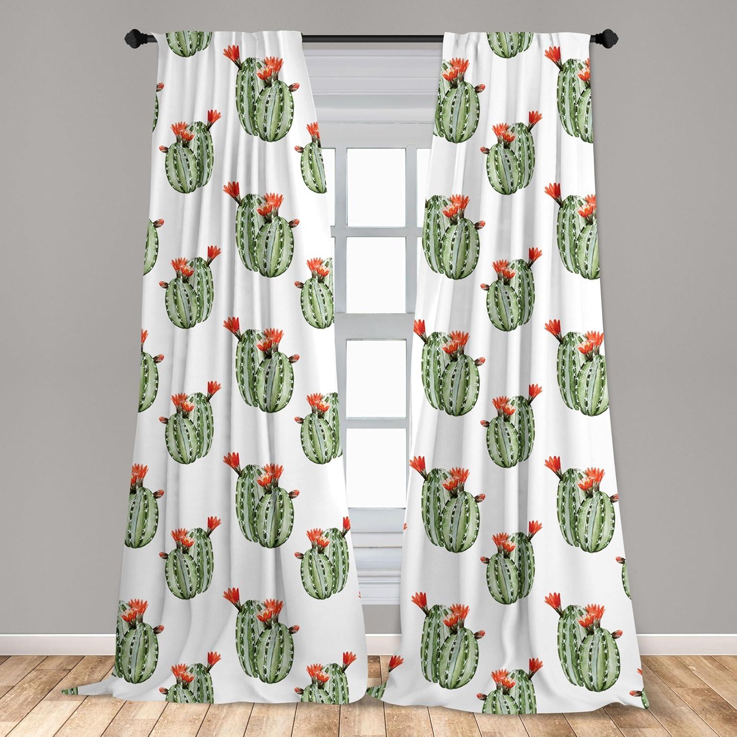 imageAmbesonne Cats Curtains Modern Scandi Pattern of Kitten Love with Romantic Hearts Cartoon Design Window Treatments 2 Panel Set for Living Room Bedroom Pair of 28quot x 63quot Ginger Olive Green WhiteOrange Green