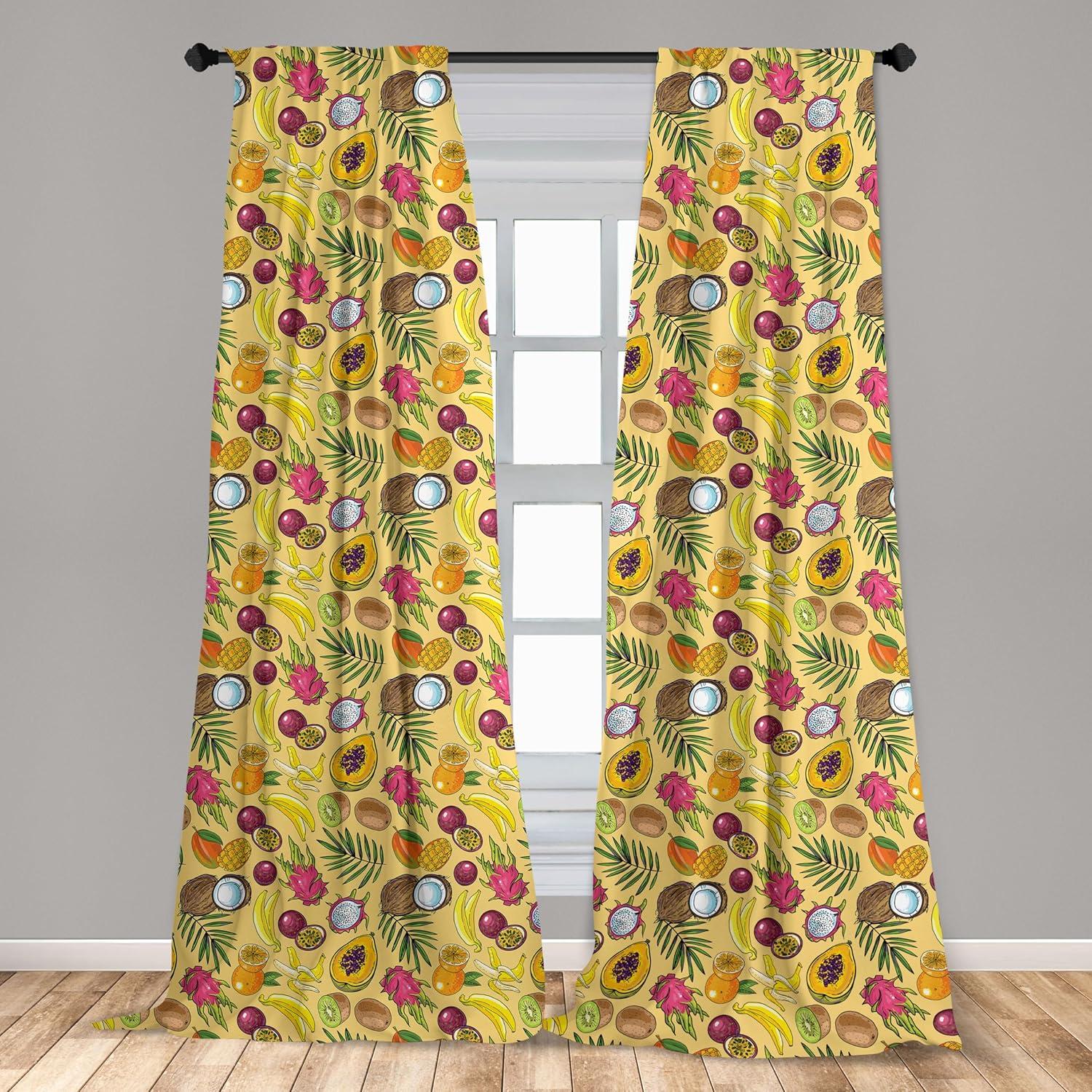 imageAmbesonne Cats Curtains Modern Scandi Pattern of Kitten Love with Romantic Hearts Cartoon Design Window Treatments 2 Panel Set for Living Room Bedroom Pair of 28quot x 63quot Ginger Olive Green WhiteMustard Purple