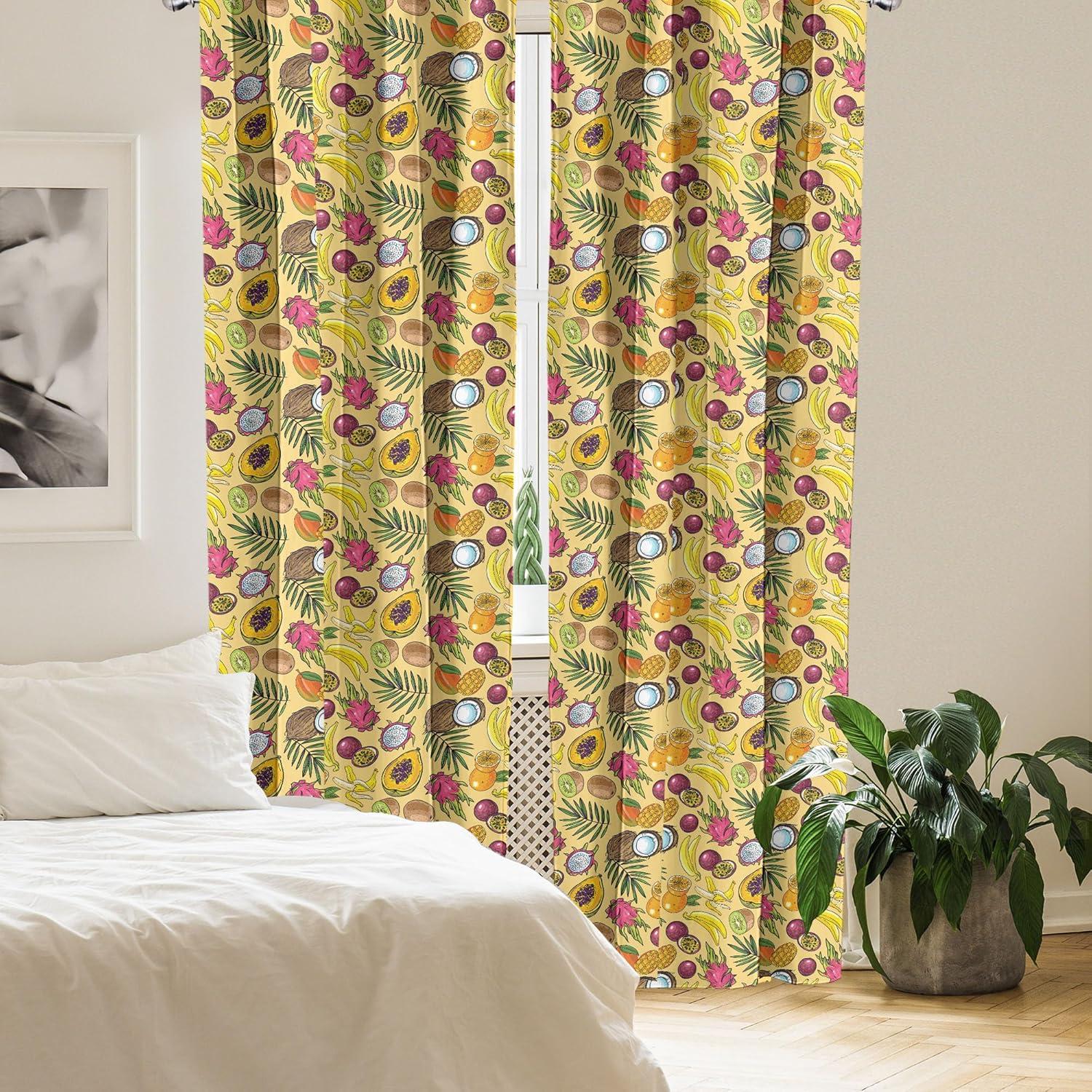 imageAmbesonne Cats Curtains Modern Scandi Pattern of Kitten Love with Romantic Hearts Cartoon Design Window Treatments 2 Panel Set for Living Room Bedroom Pair of 28quot x 63quot Ginger Olive Green WhiteMustard Purple