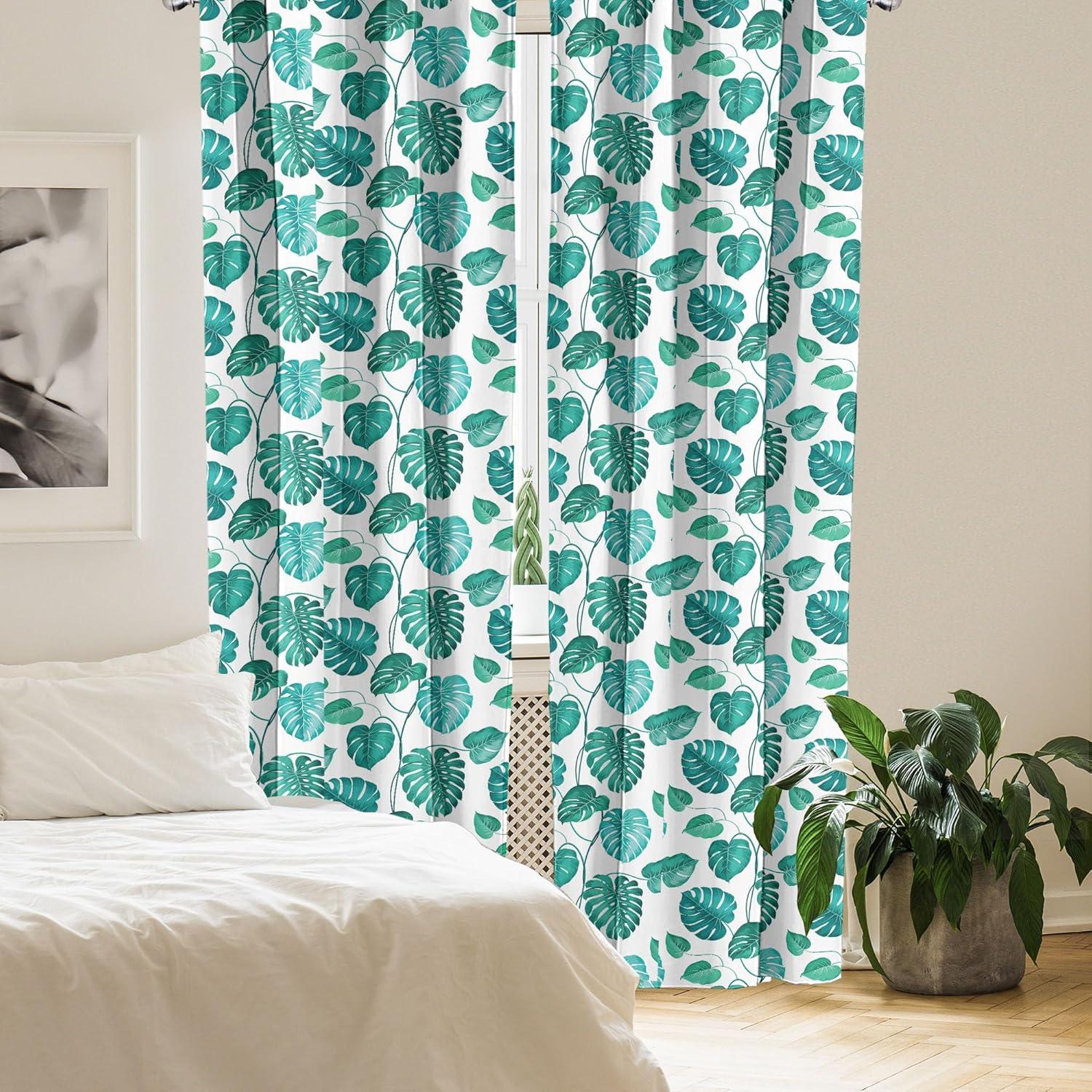 imageAmbesonne Cats Curtains Modern Scandi Pattern of Kitten Love with Romantic Hearts Cartoon Design Window Treatments 2 Panel Set for Living Room Bedroom Pair of 28quot x 63quot Ginger Olive Green WhiteGreen White