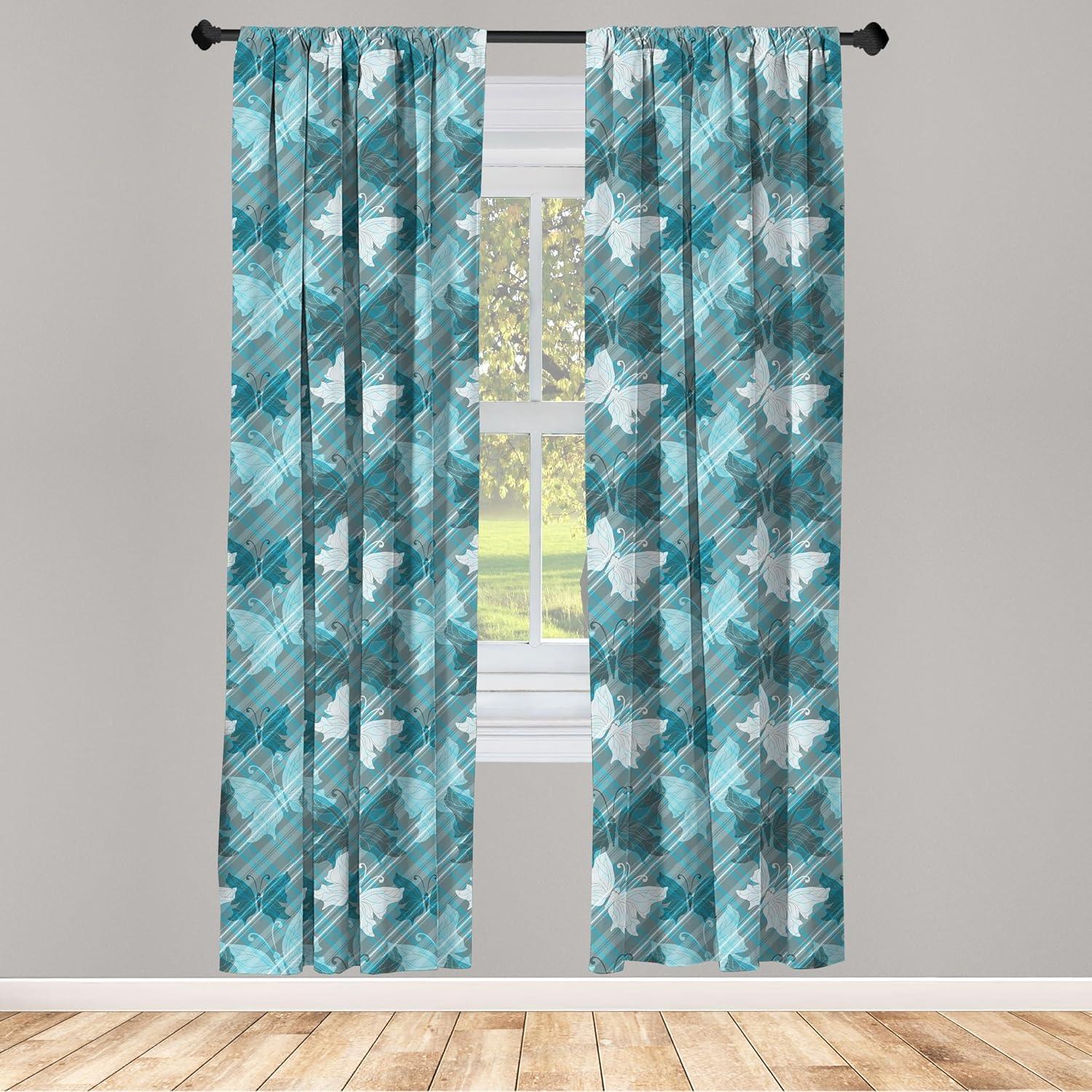 imageAmbesonne Cats Curtains Modern Scandi Pattern of Kitten Love with Romantic Hearts Cartoon Design Window Treatments 2 Panel Set for Living Room Bedroom Pair of 28quot x 63quot Ginger Olive Green WhiteTeal Blue
