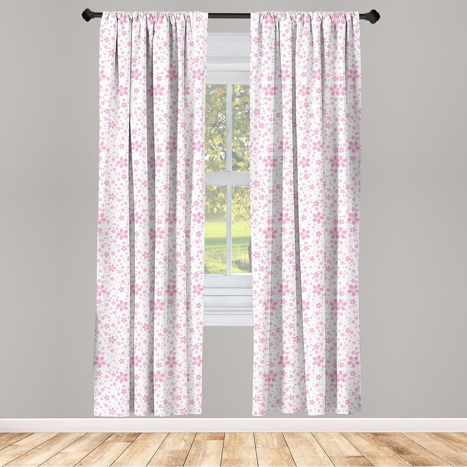 imageAmbesonne Cats Curtains Modern Scandi Pattern of Kitten Love with Romantic Hearts Cartoon Design Window Treatments 2 Panel Set for Living Room Bedroom Pair of 28quot x 63quot Ginger Olive Green WhitePink