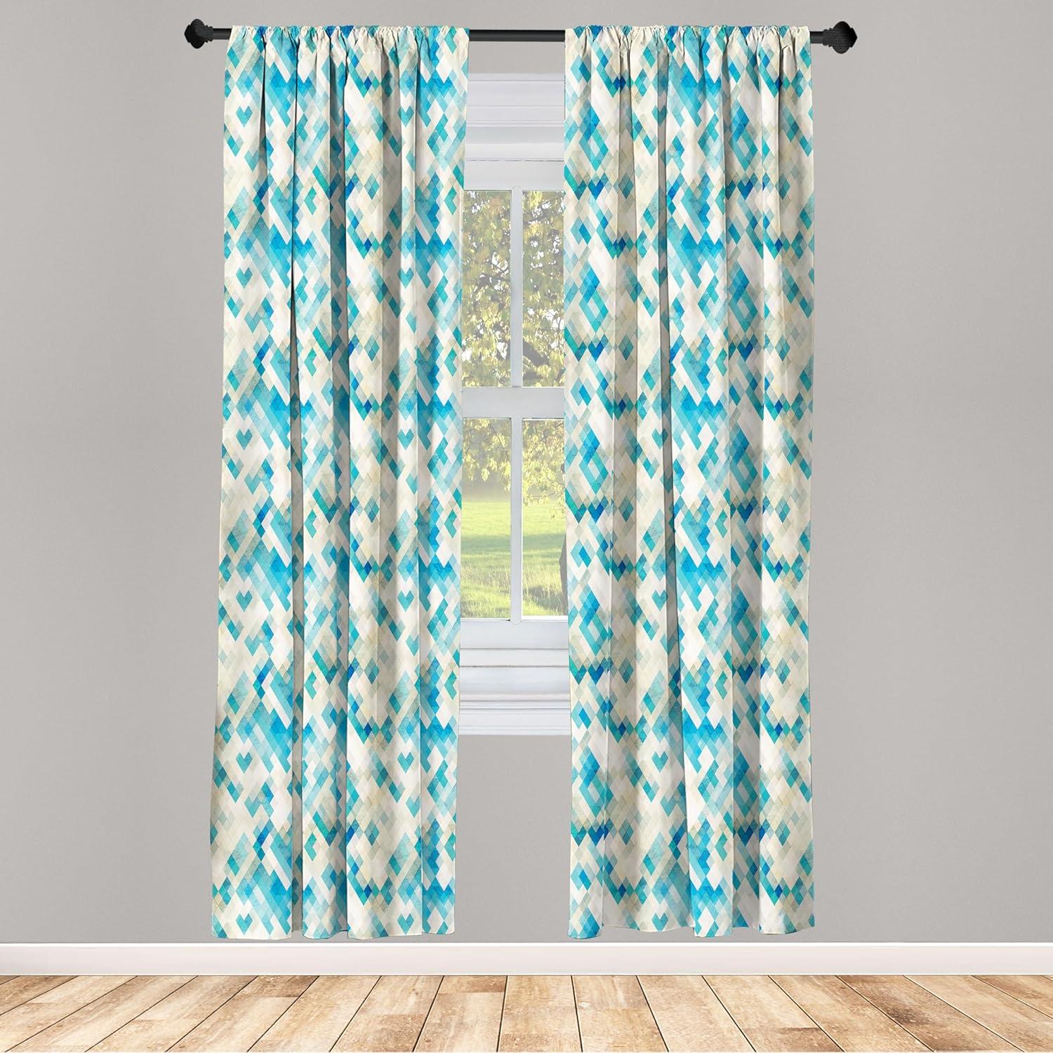 imageAmbesonne Cats Curtains Modern Scandi Pattern of Kitten Love with Romantic Hearts Cartoon Design Window Treatments 2 Panel Set for Living Room Bedroom Pair of 28quot x 63quot Ginger Olive Green WhiteTurquoise White