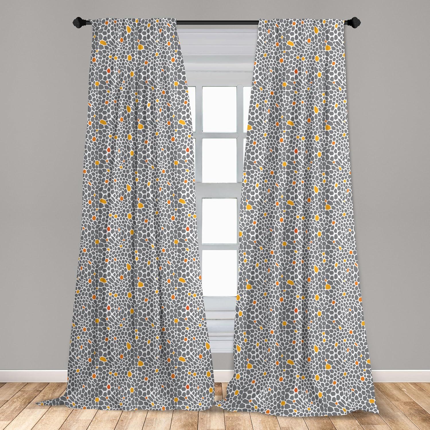 imageAmbesonne Cats Curtains Modern Scandi Pattern of Kitten Love with Romantic Hearts Cartoon Design Window Treatments 2 Panel Set for Living Room Bedroom Pair of 28quot x 63quot Ginger Olive Green WhiteDark Orange and Orange