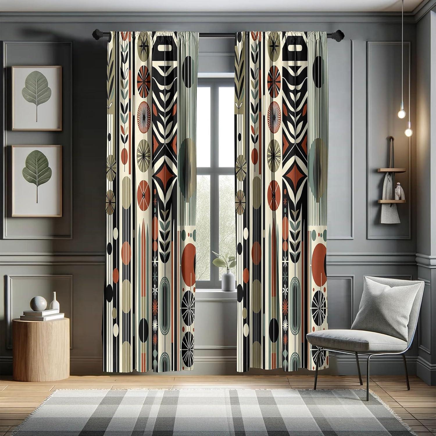 imageAmbesonne Cats Curtains Modern Scandi Pattern of Kitten Love with Romantic Hearts Cartoon Design Window Treatments 2 Panel Set for Living Room Bedroom Pair of 28quot x 63quot Ginger Olive Green WhiteOlive Green Rust Ivory